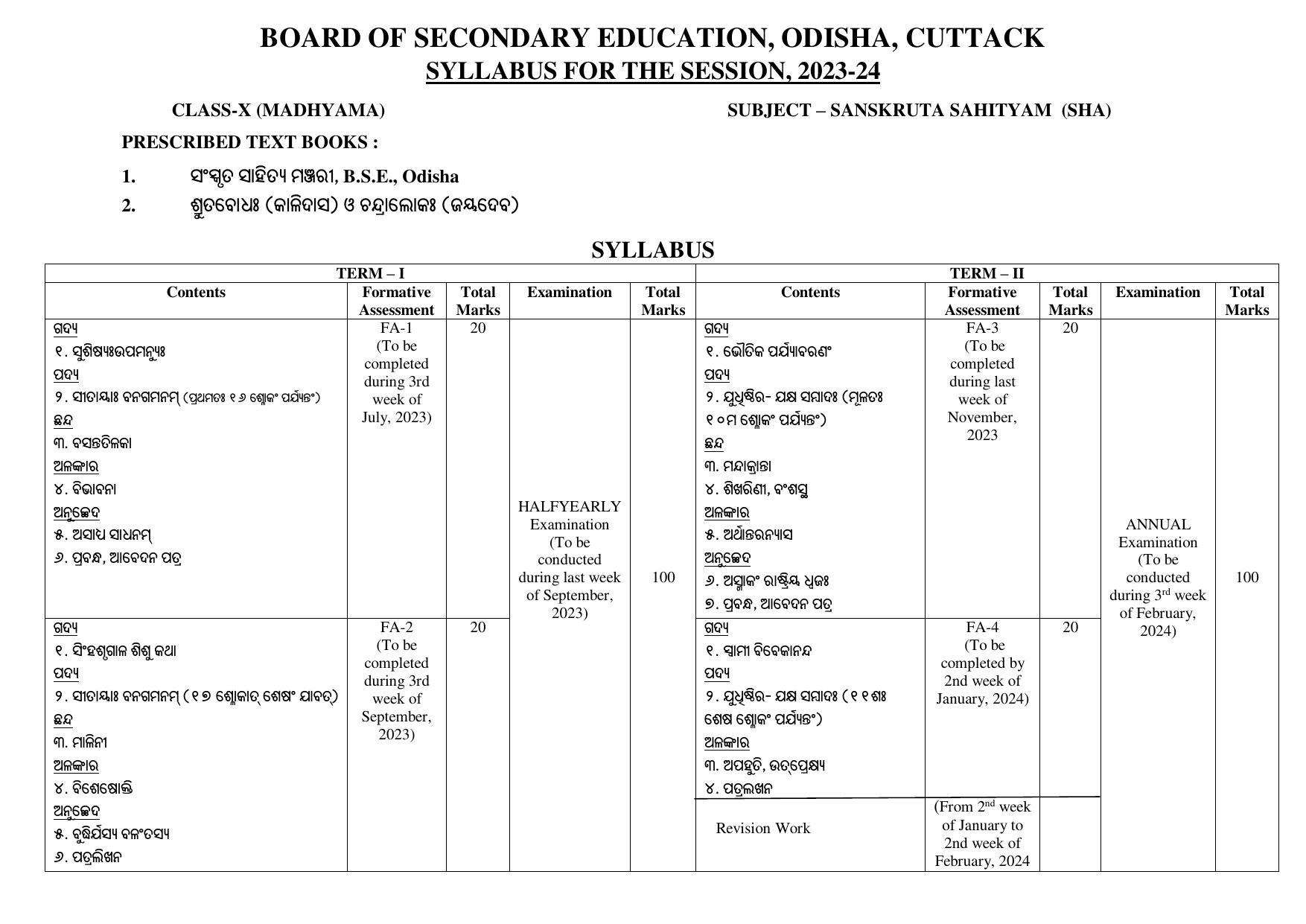 BSE Odisha Class 10 (Madhyama) Syllabus - Page 4