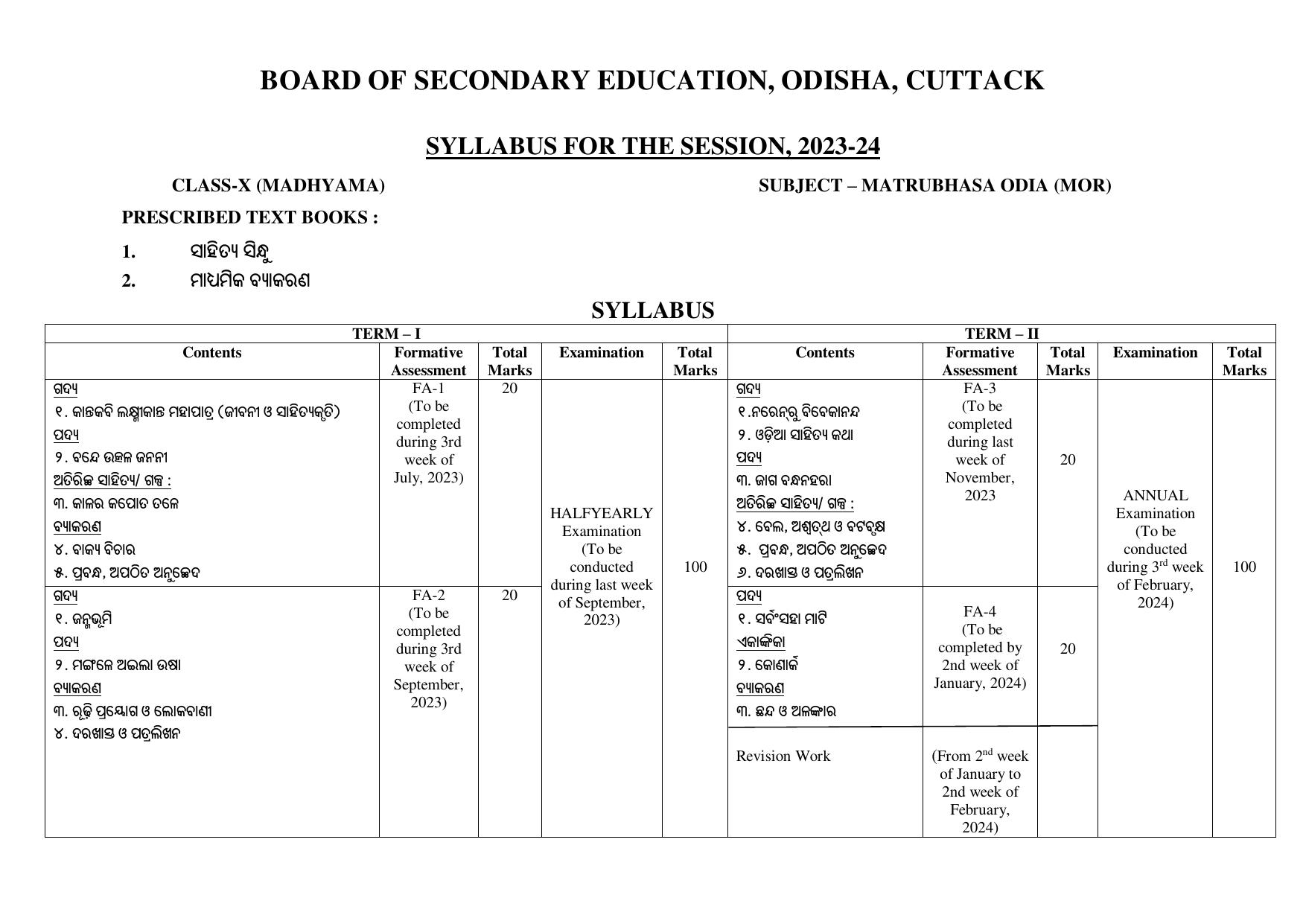 BSE Odisha Class 10 (Madhyama) Syllabus - Page 5
