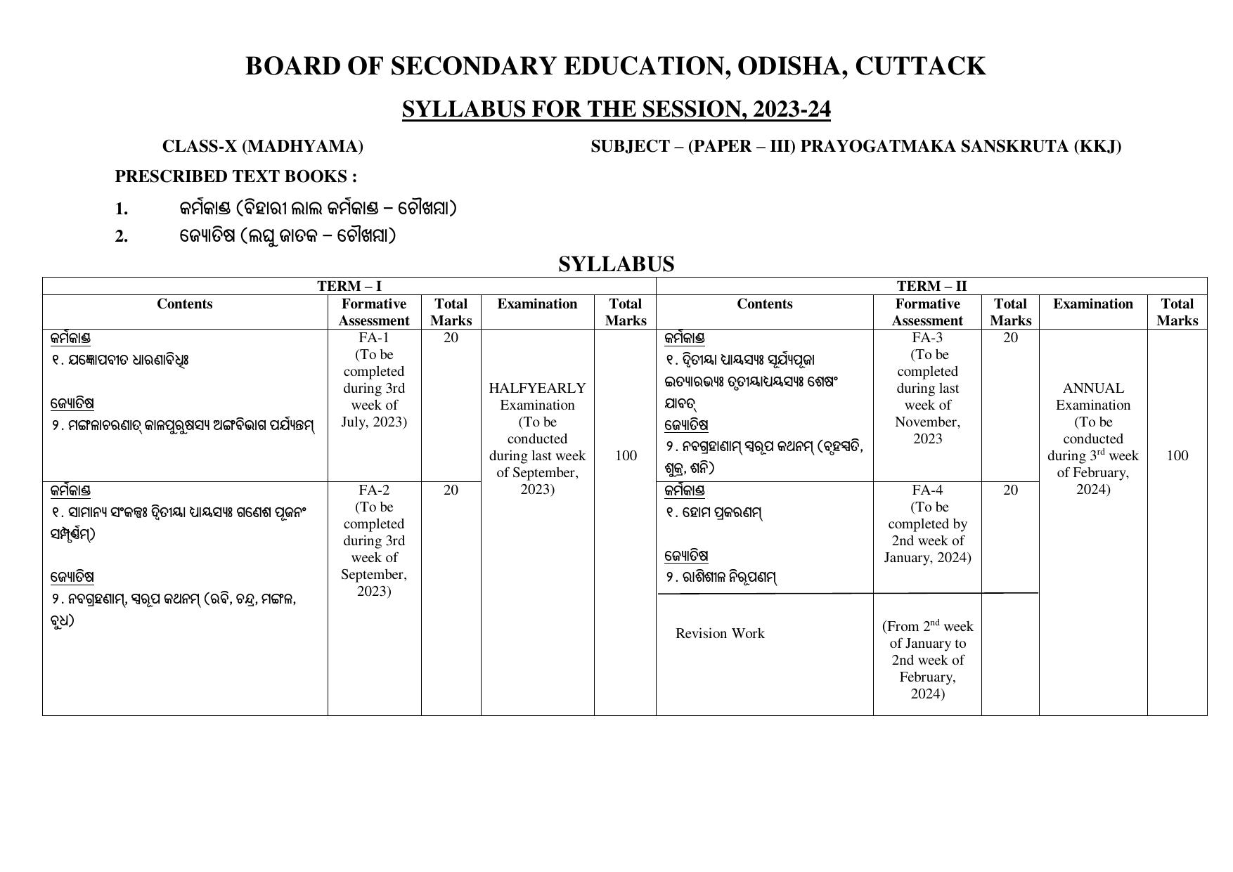 BSE Odisha Class 10 (Madhyama) Syllabus - Page 6