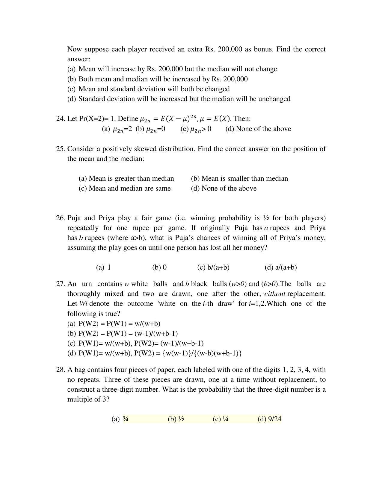 ISI Admission Test M.S.(QE) PEA 2015 Sample Paper - Page 5