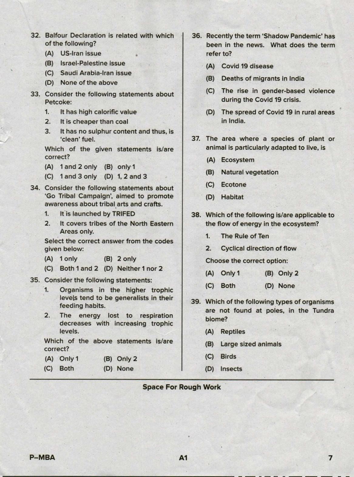 Karnataka PGCET 2020 MBA Question Paper - Page 7