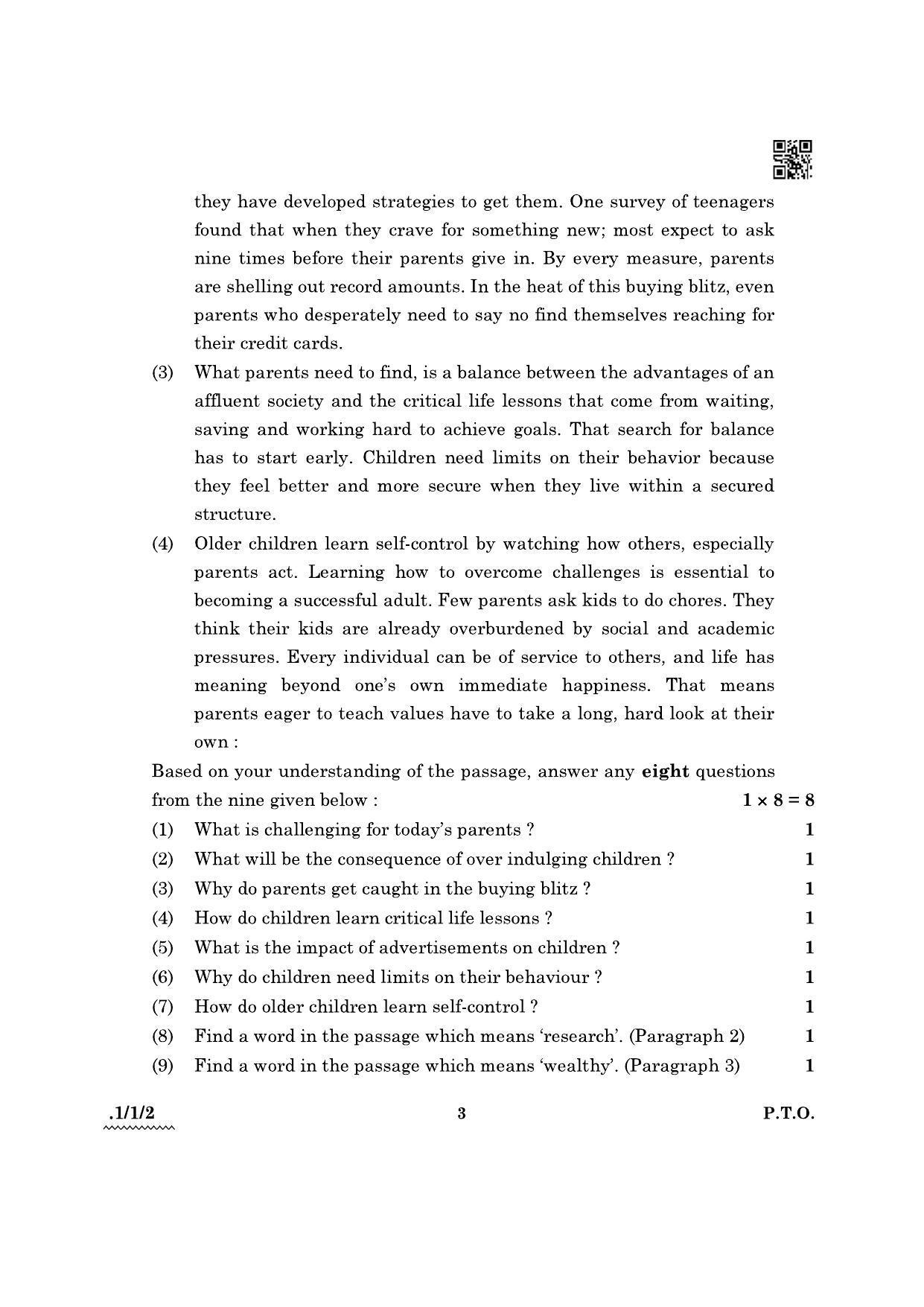CBSE Class 12 1-1-2 English Core 2022 Question Paper - Page 3