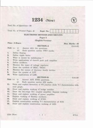 AP Inter 1st Year Electronic Devices and Circuits-I (New) May-2019-Vocational Question Paper