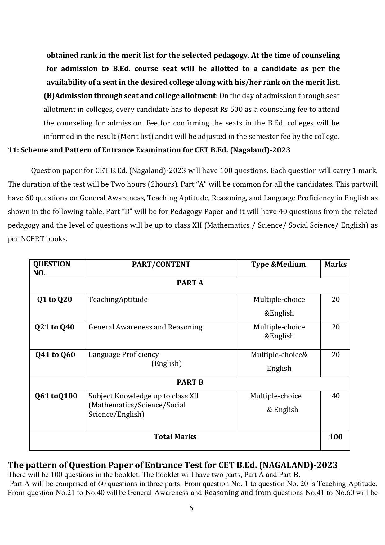 Nagaland University B.Ed CET Model Papers - Page 6