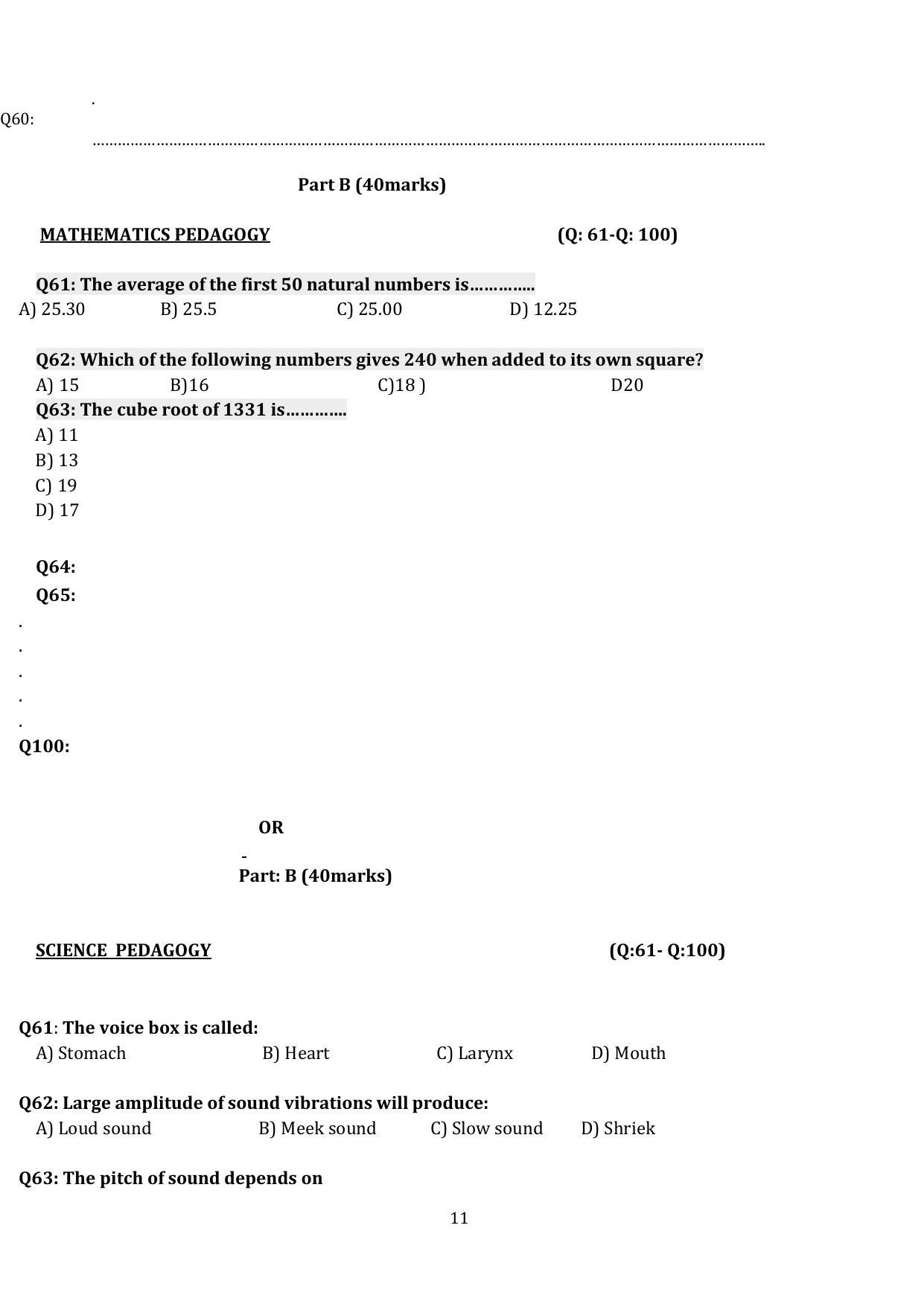 Nagaland University B.Ed CET Model Papers - Page 11