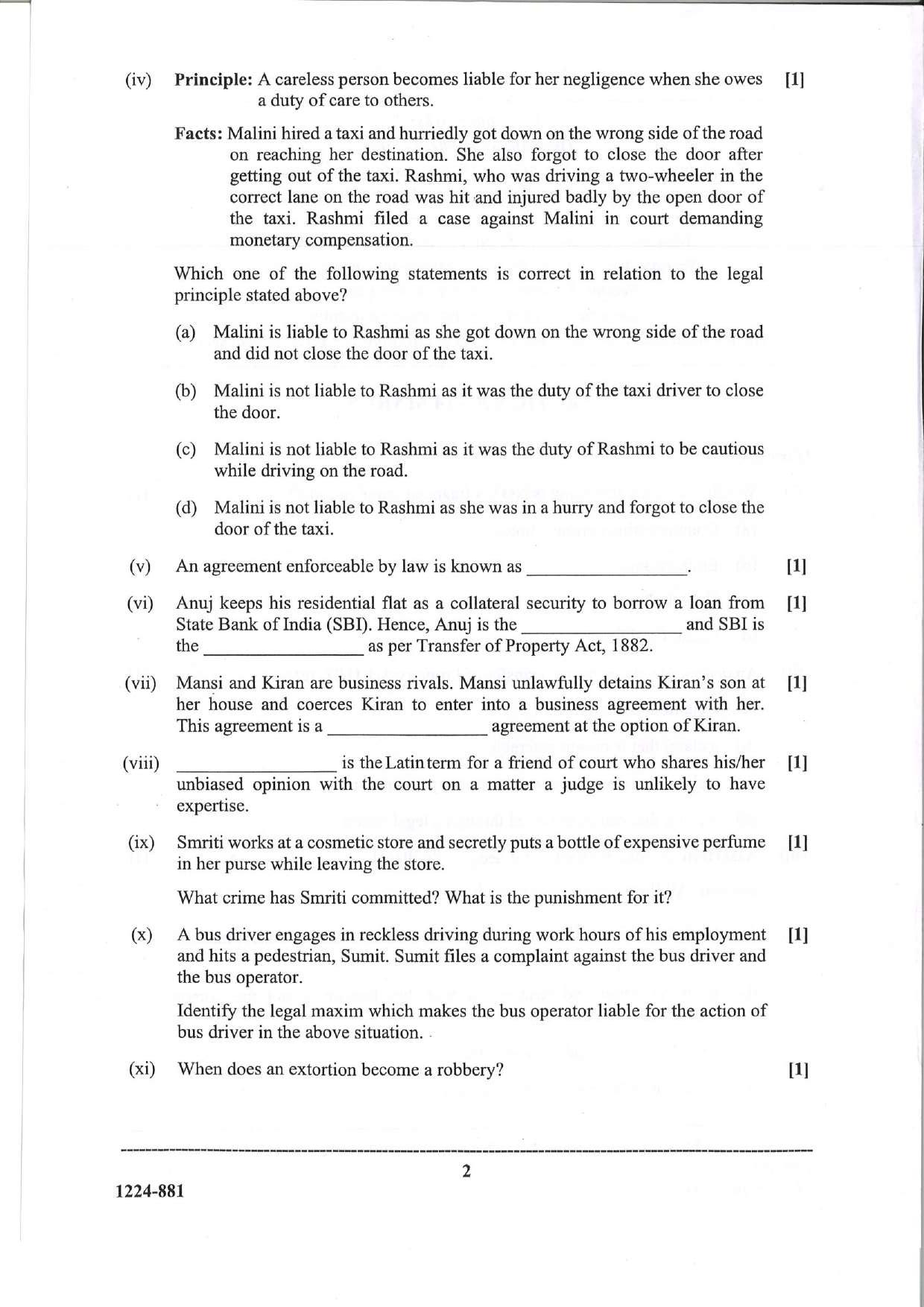 ISC Class 12 Legal Studies 2024 Question Paper - Page 2