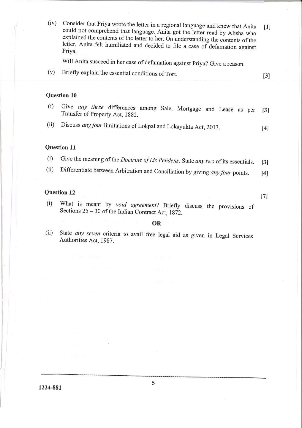 ISC Class 12 Legal Studies 2024 Question Paper - Page 5