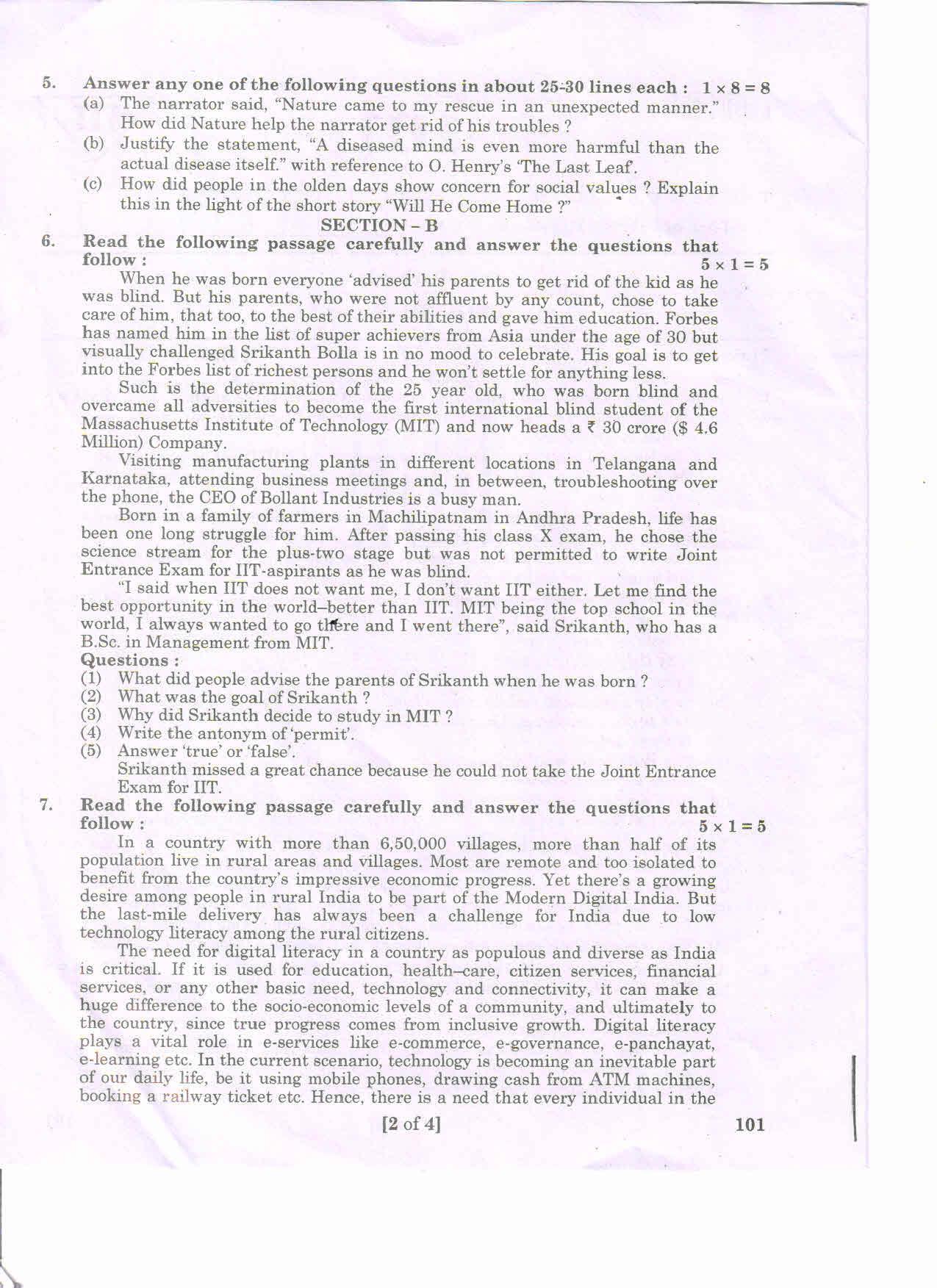 AP 2nd Year General Question Paper March - 2020 - ENGLISH-I - Page 2