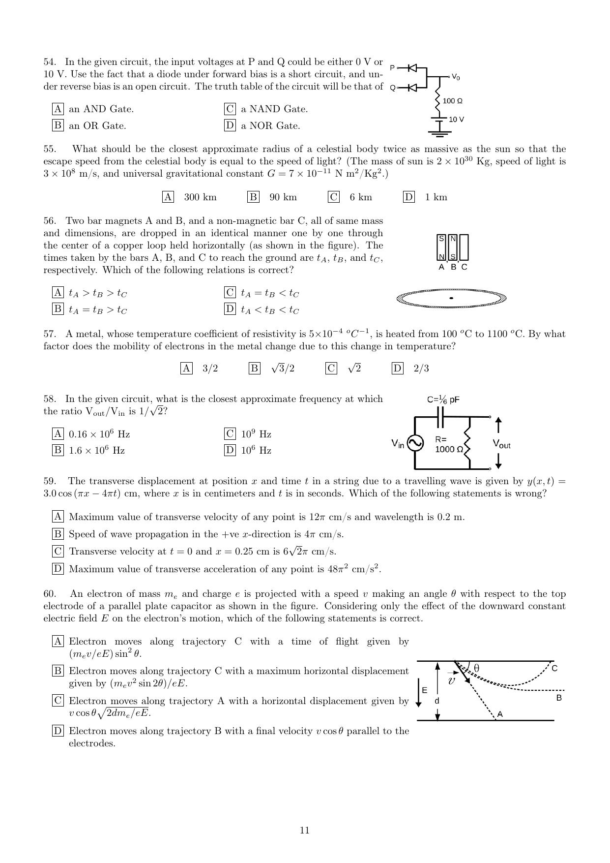 IISER Aptitude Test 2017 English Question Paper - Page 9
