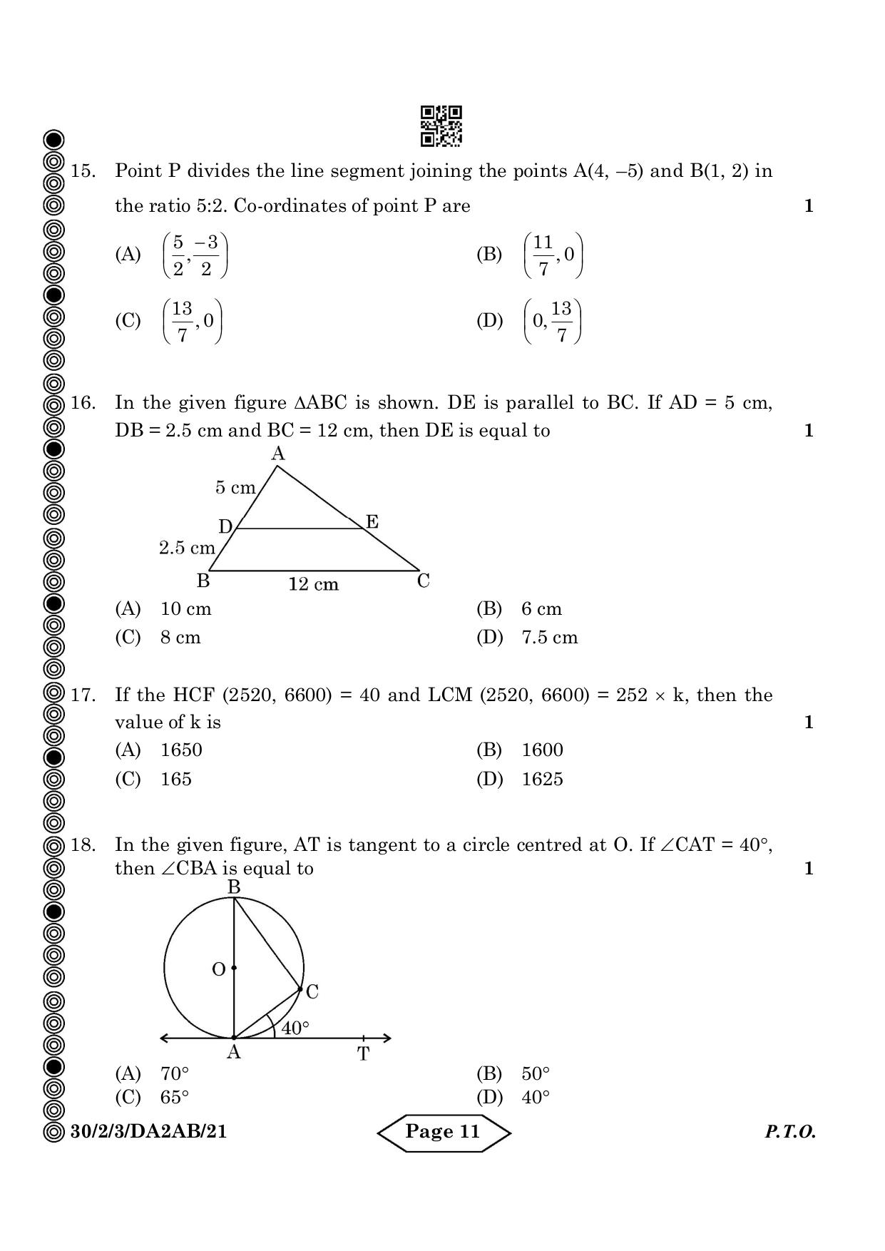 CBSE Class 10 30-2-3 Mathematics Standard 2024 Question Paper - Page 11
