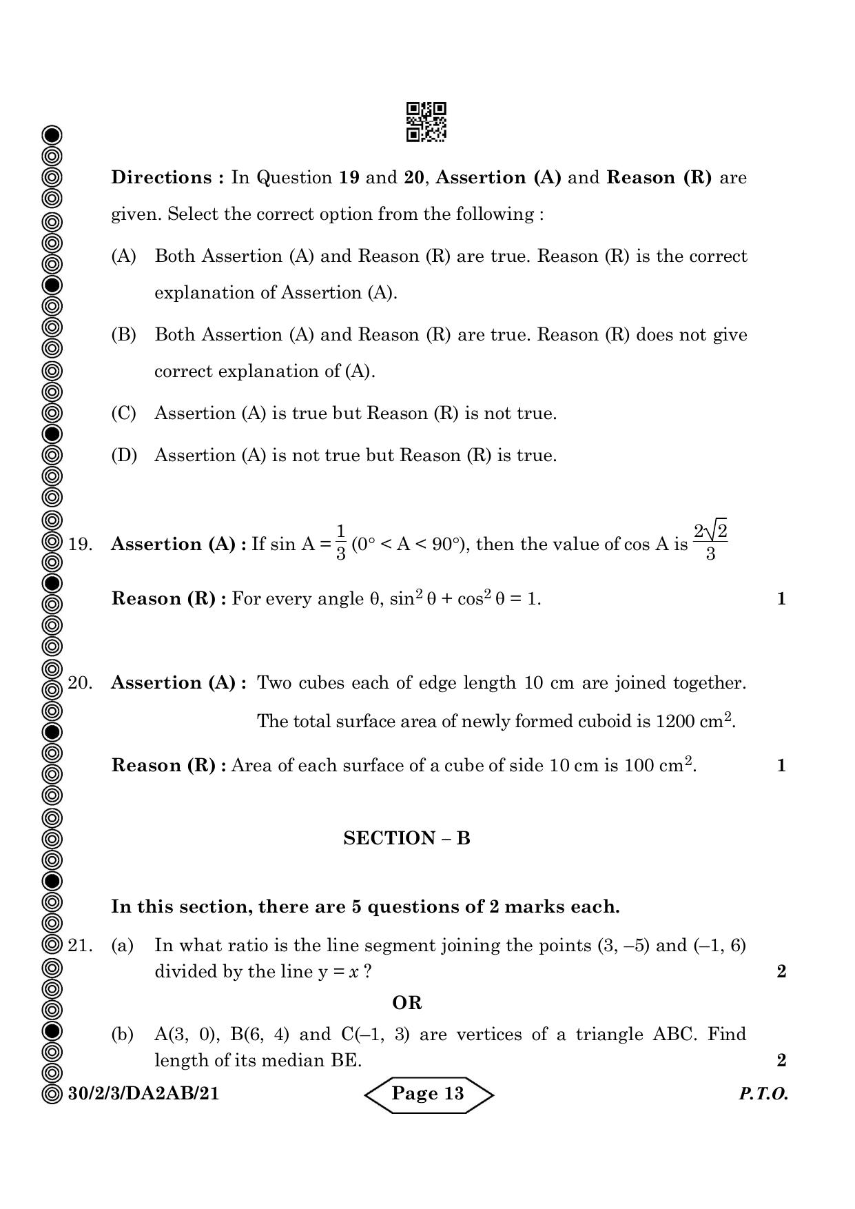 CBSE Class 10 30-2-3 Mathematics Standard 2024 Question Paper - Page 13