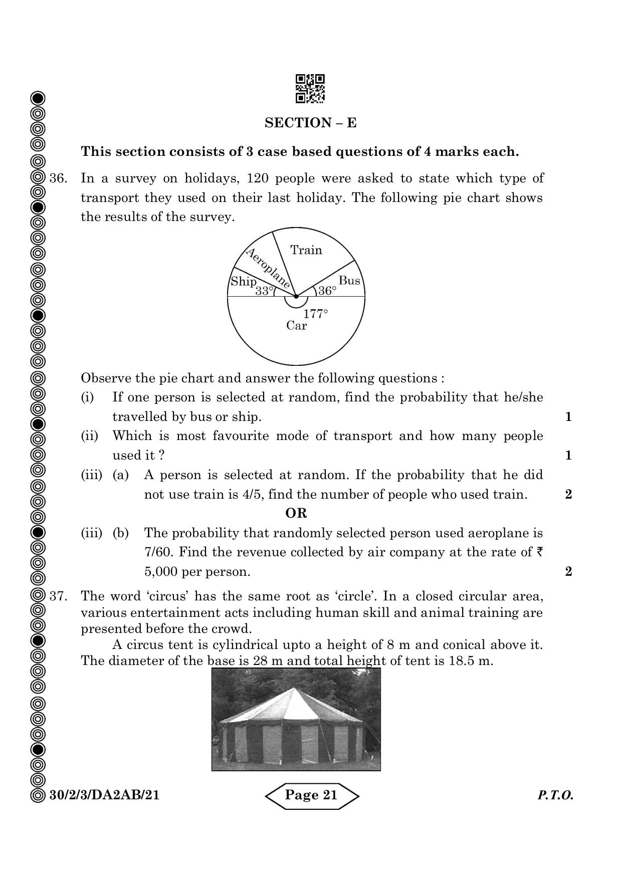 CBSE Class 10 30-2-3 Mathematics Standard 2024 Question Paper - Page 21