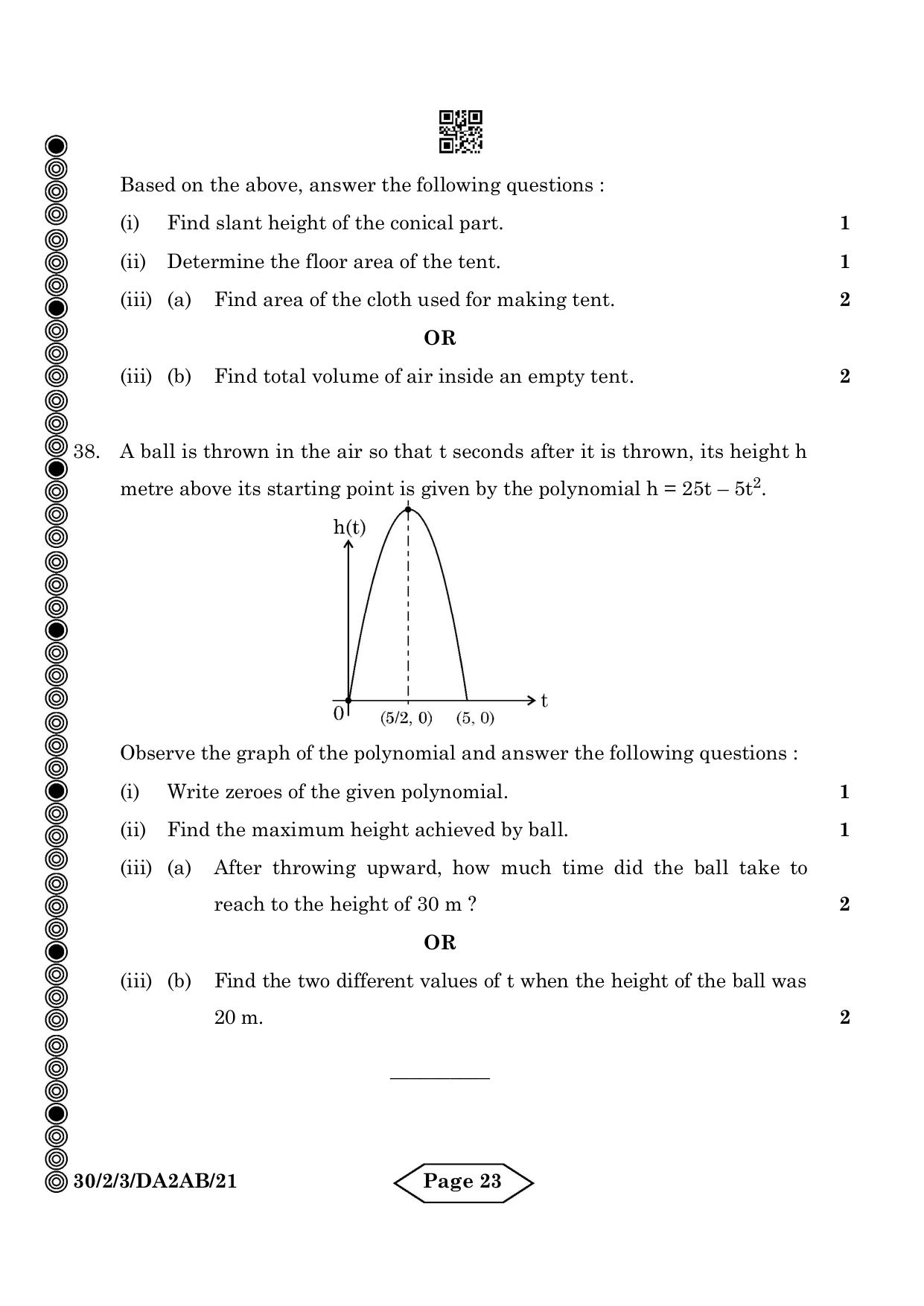 CBSE Class 10 30-2-3 Mathematics Standard 2024 Question Paper - Page 23