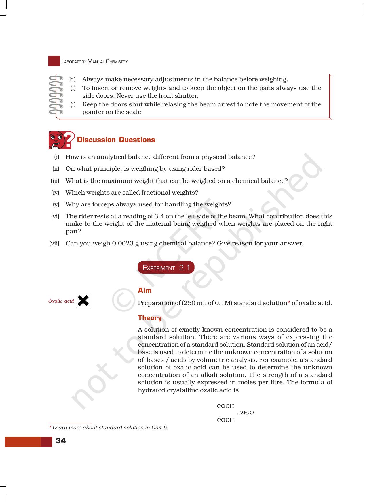 NCERT Laboratory Manuals for Class XI Chemistry - Unit-2 Basic Laboratory Techniques - Page 19