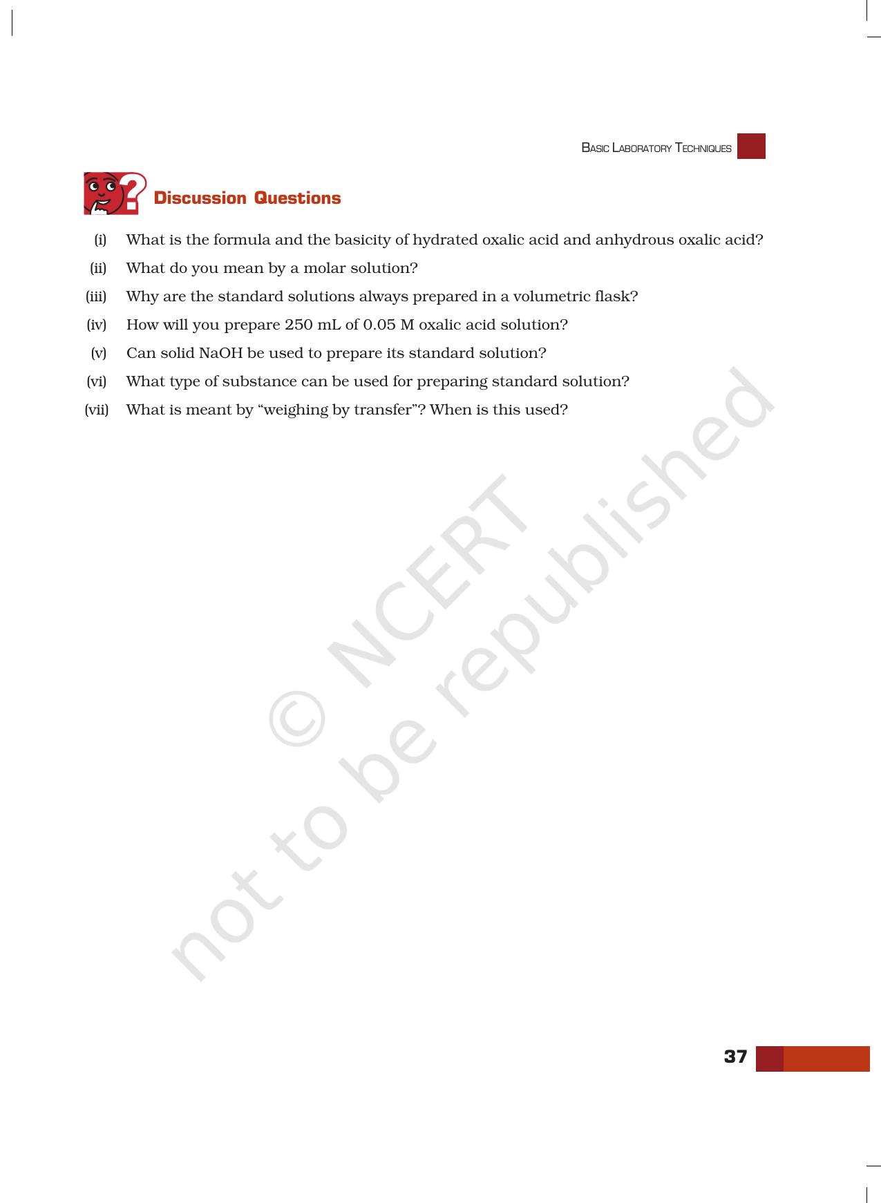 NCERT Laboratory Manuals for Class XI Chemistry - Unit-2 Basic Laboratory Techniques - Page 22