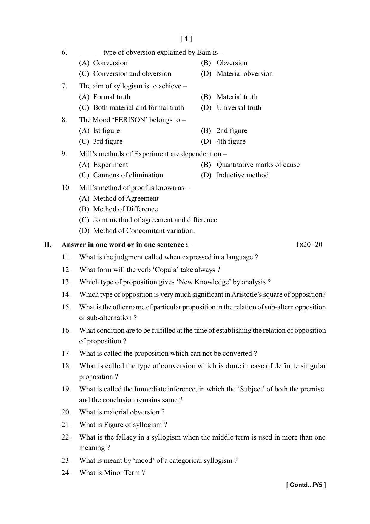 Tripura Board Class 12th Philosophy Model Question Paper 2023 - Page 4