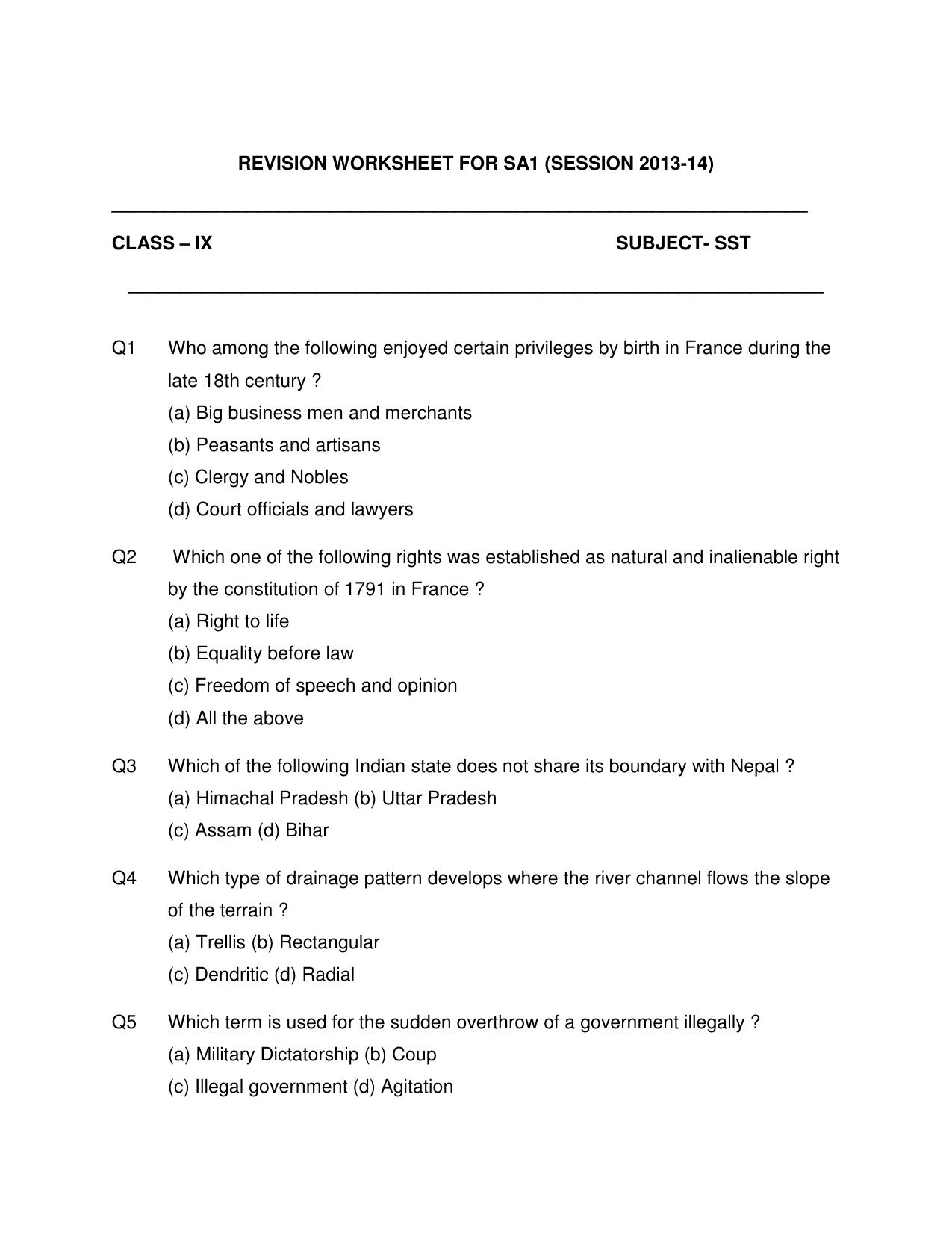 CBSE Worksheets for Class 9 Social Science Assignment 4 - Page 1