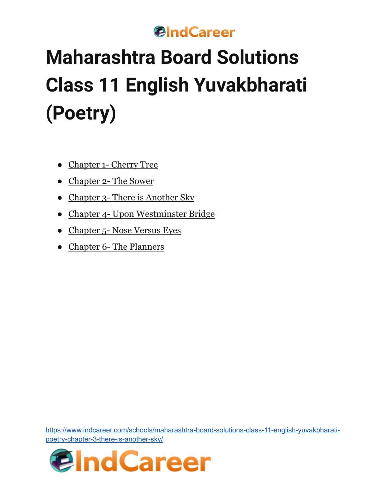 Maharashtra Board Solutions Class 11-English Yuvakbharati (Poetry): Chapter 3- There is Another Sky - Page 20