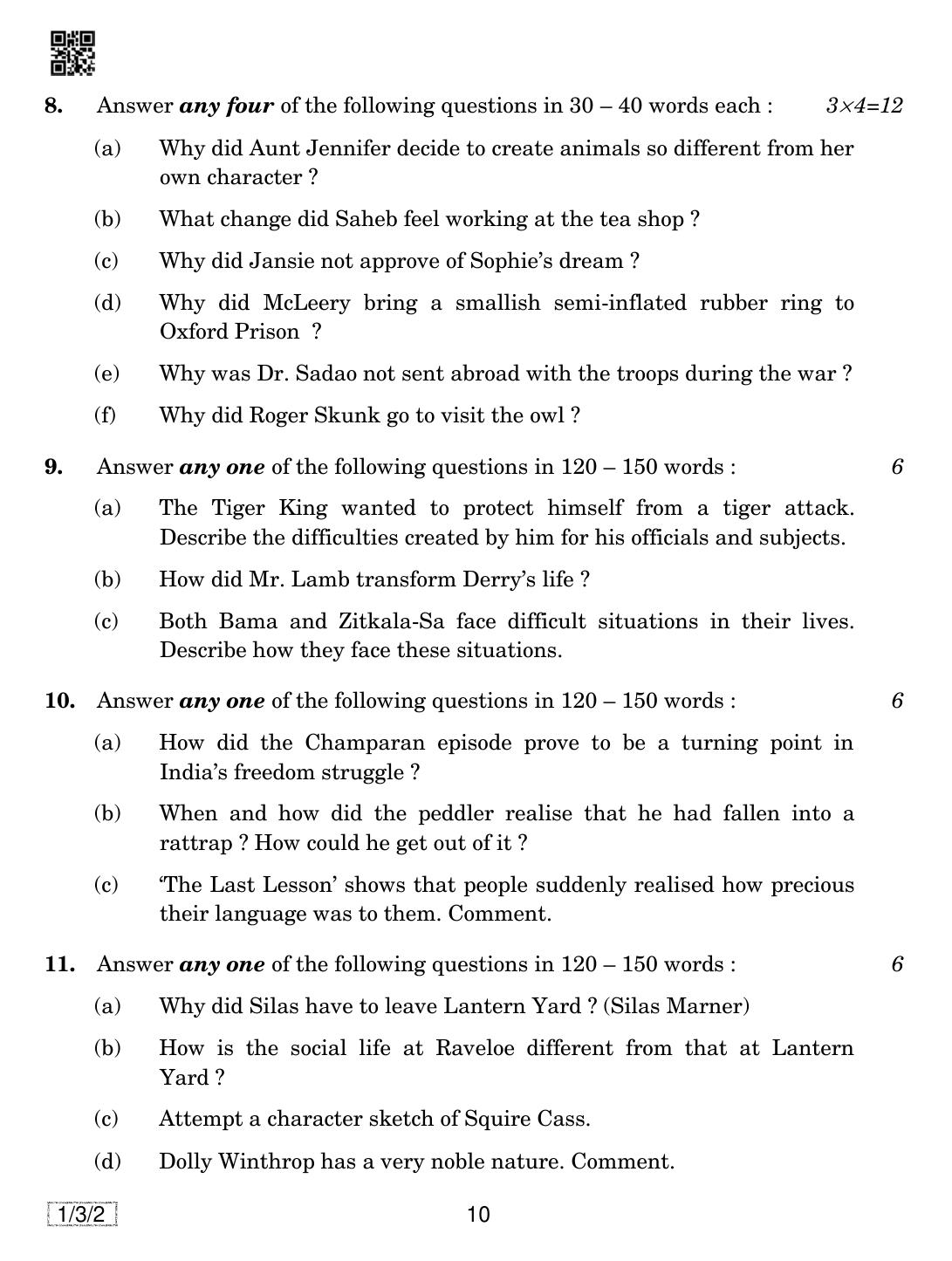 CBSE Class 12 1-3-2 English Core 2019 Question Paper - Page 10