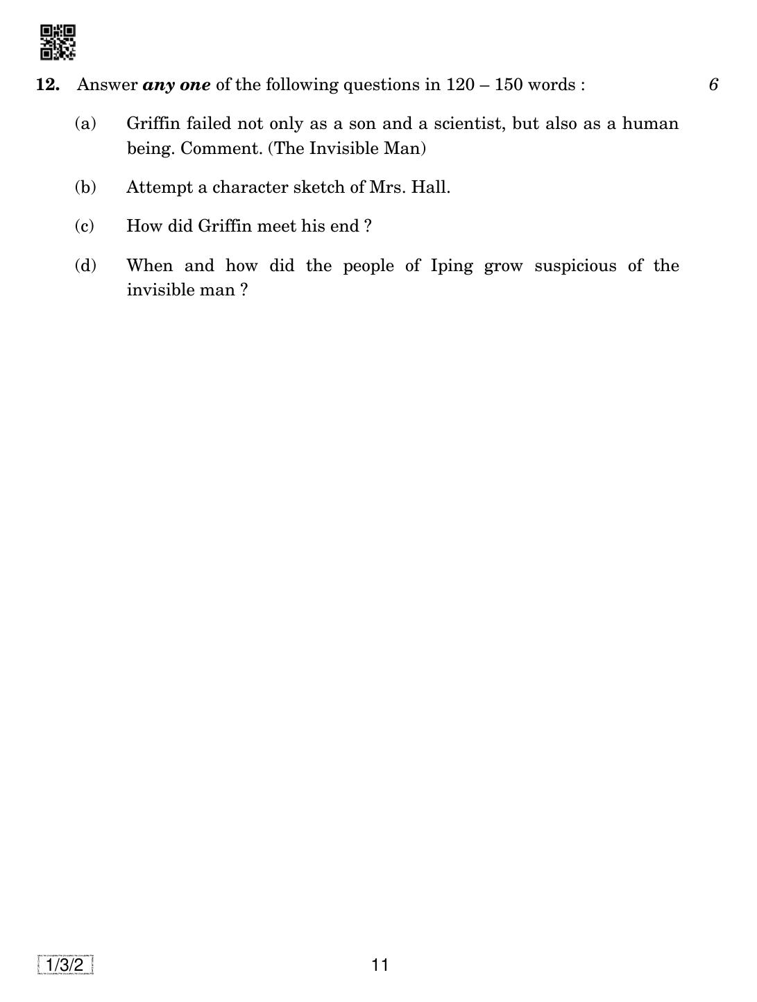 CBSE Class 12 1-3-2 English Core 2019 Question Paper - Page 11