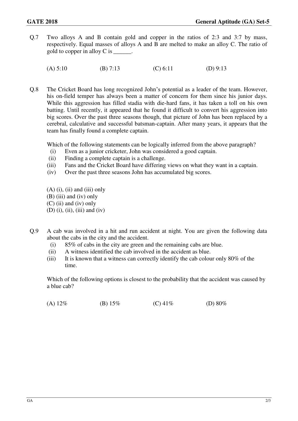 GATE 2018 Electronics and Communication Engineering (EC) Question Paper with Answer Key - Page 2