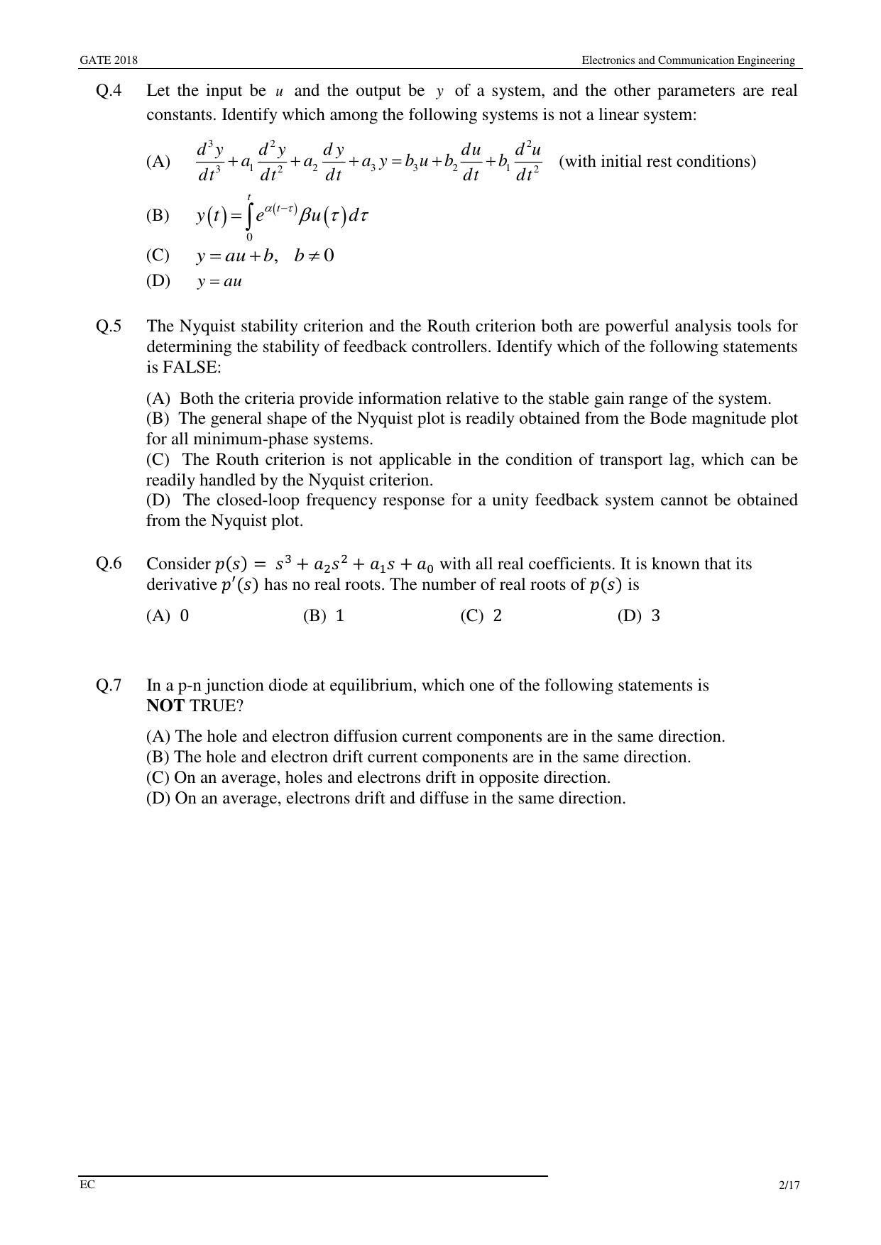 GATE 2018 Electronics and Communication Engineering (EC) Question Paper with Answer Key - Page 5