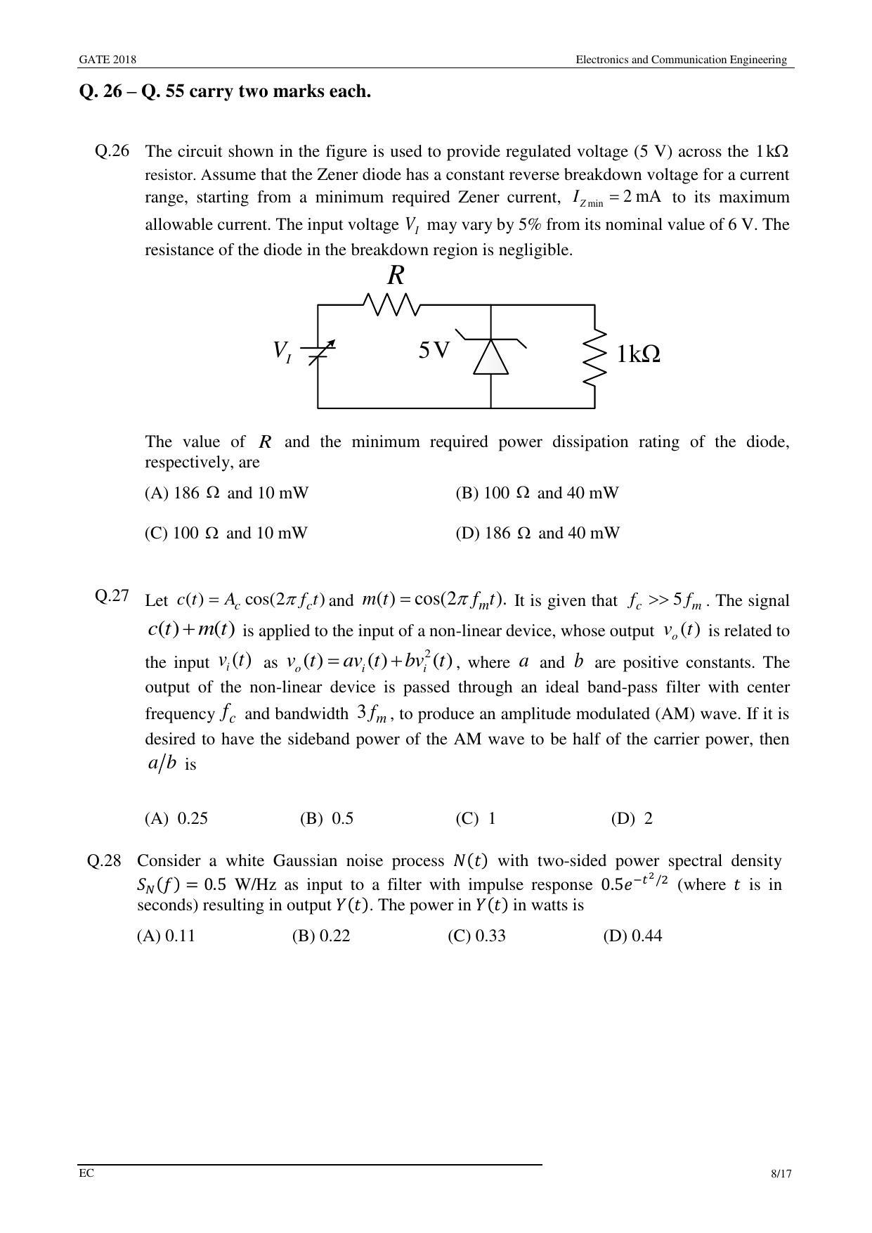 GATE 2018 Electronics and Communication Engineering (EC) Question Paper with Answer Key - Page 11