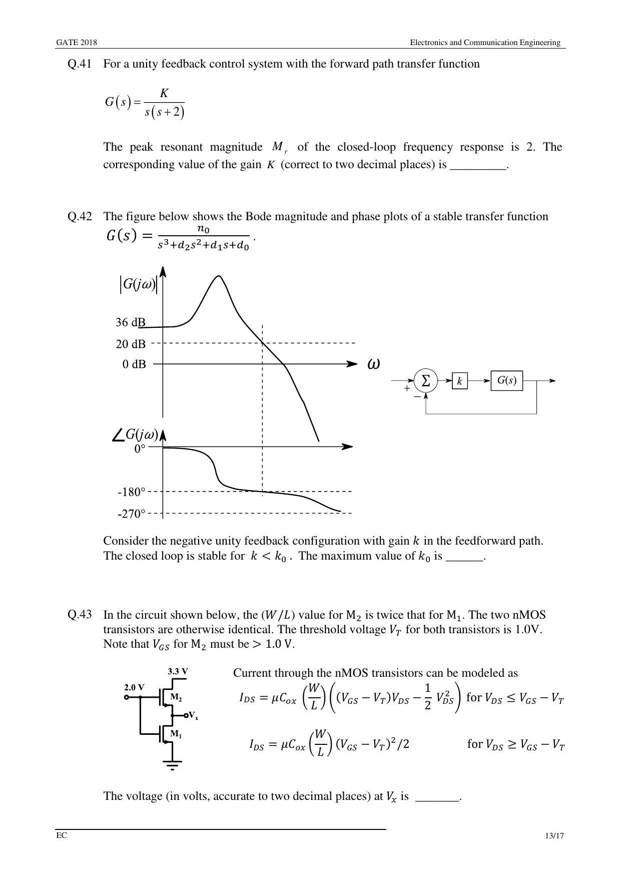 GATE 2018 Electronics and Communication Engineering (EC) Question Paper with Answer Key - Page 16