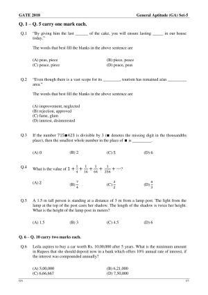 GATE 2018 Electronics and Communication Engineering (EC) Question Paper with Answer Key