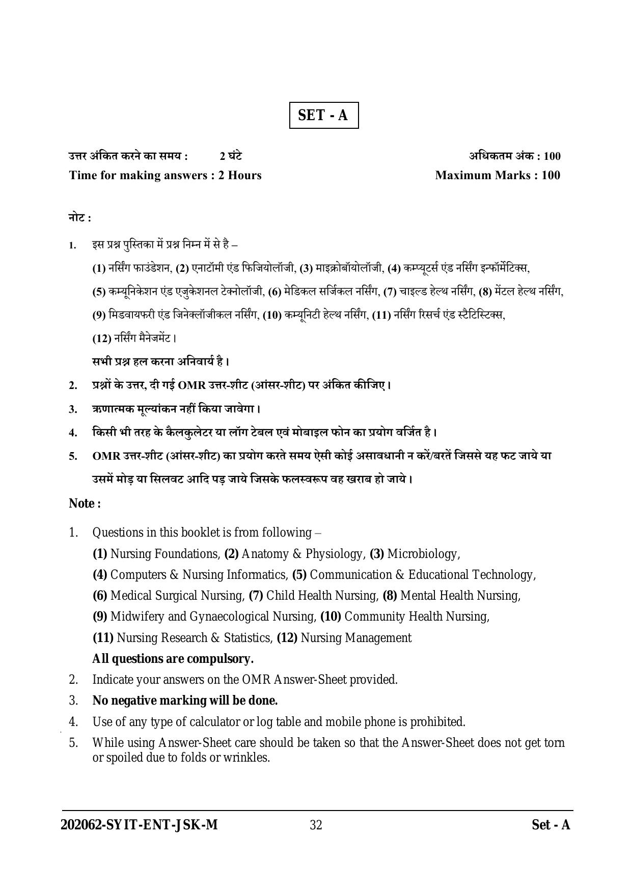 CG M.Sc Nursing 2022 Question Paper - Page 32