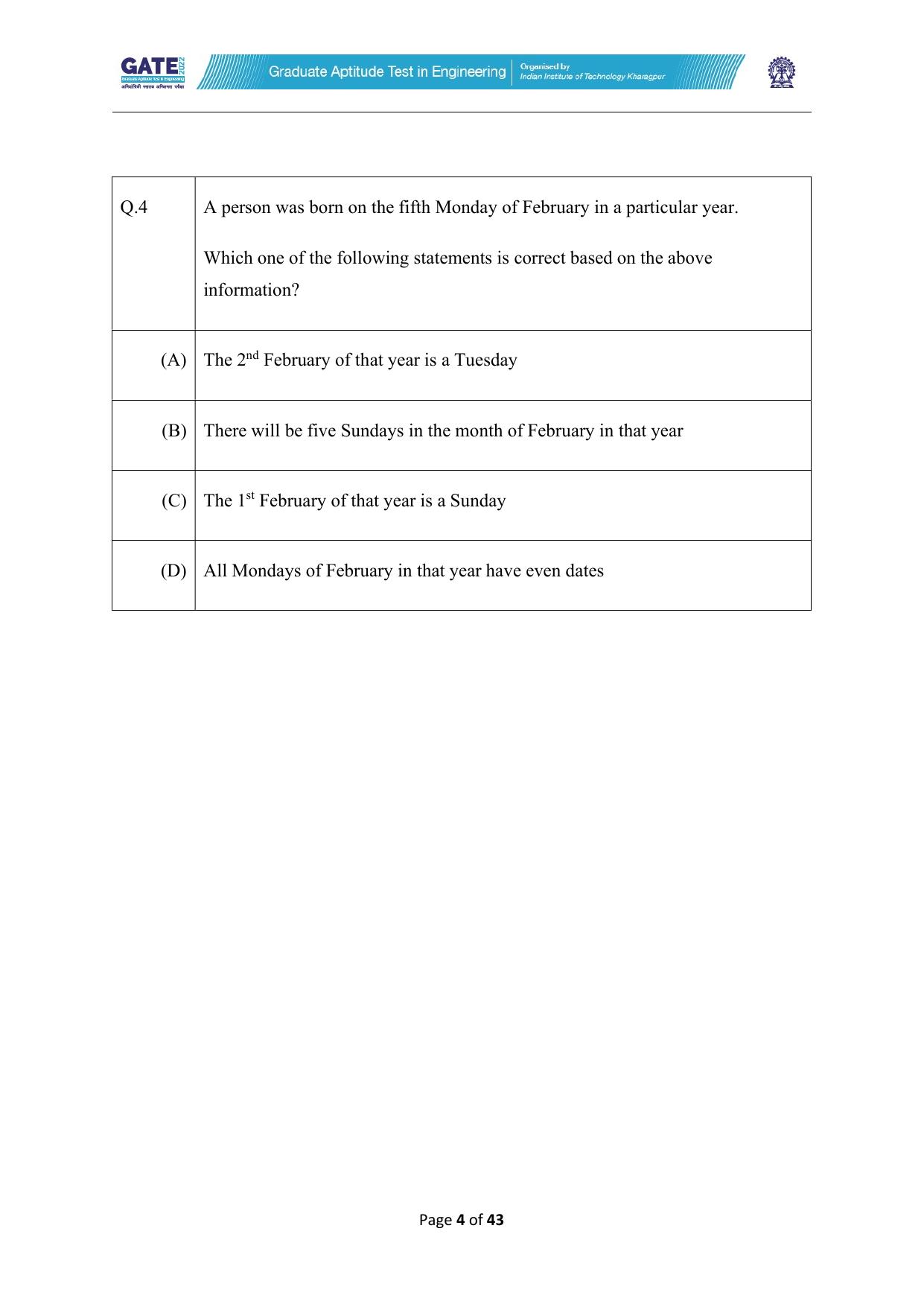 GATE 2022 Geomatics Engineering (GE) Question Paper - Page 4