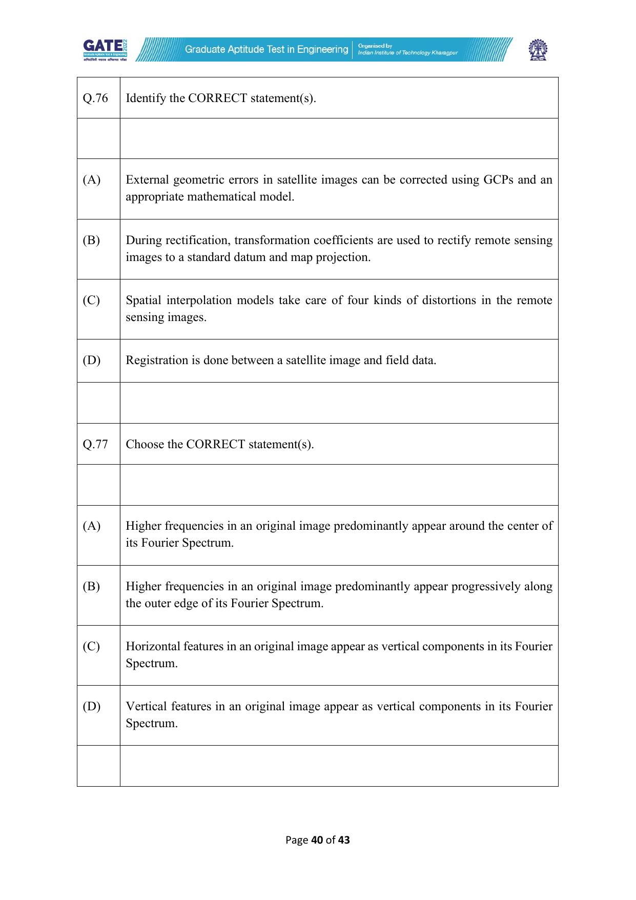 GATE 2022 Geomatics Engineering (GE) Question Paper - Page 40