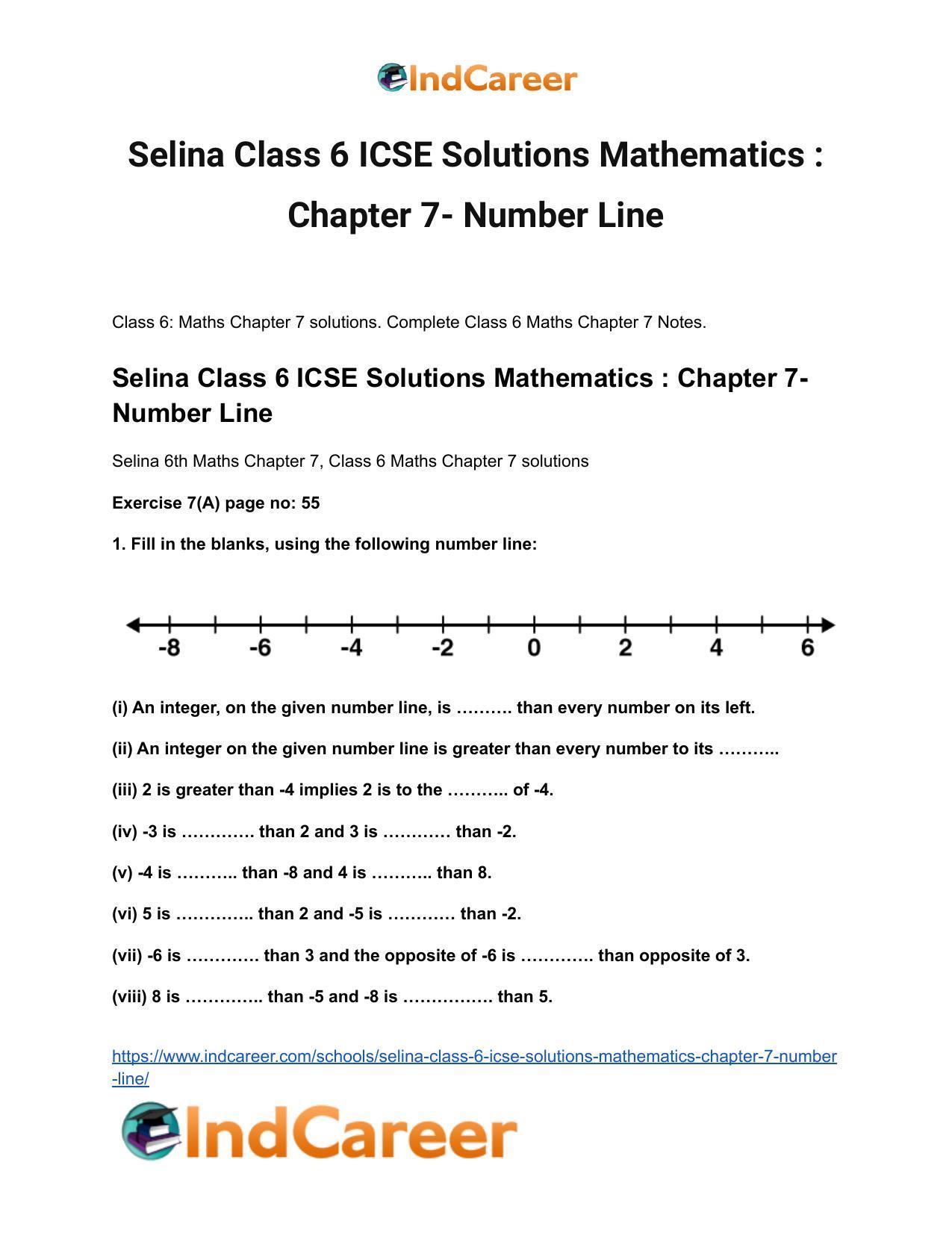 Selina Class 6 ICSE Solutions Mathematics : Chapter 7- Number Line - Page 2