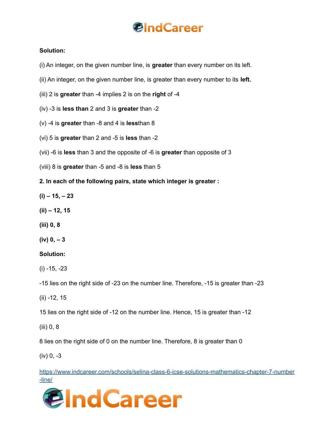 Selina Class 6 ICSE Solutions Mathematics : Chapter 7- Number Line - Page 3