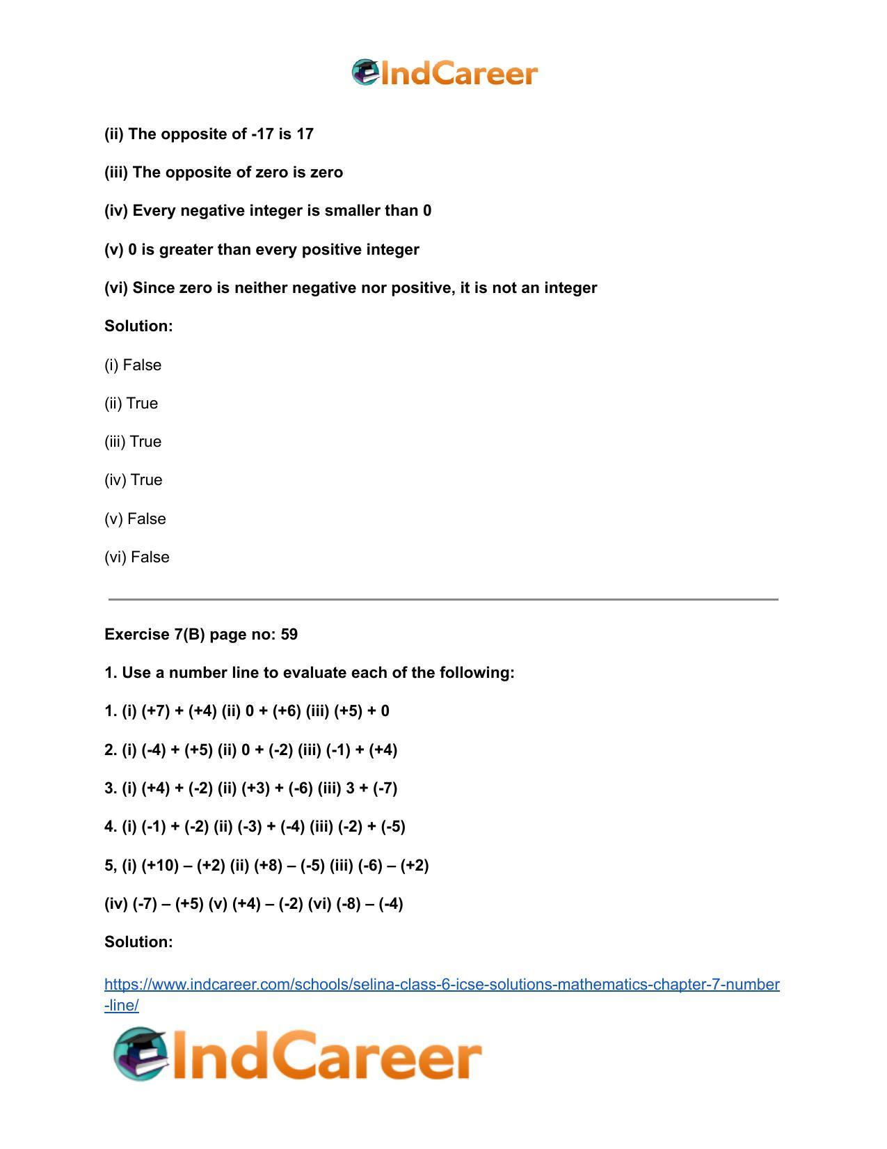 Selina Class 6 ICSE Solutions Mathematics : Chapter 7- Number Line - Page 7