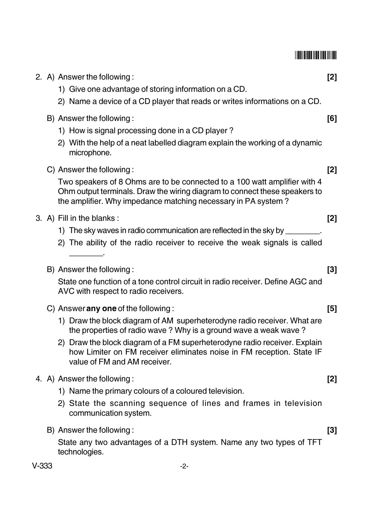 Goa Board Class 12 Applied and Consumer Electronics  Voc 333 New Pattern (March 2018) Question Paper - Page 2