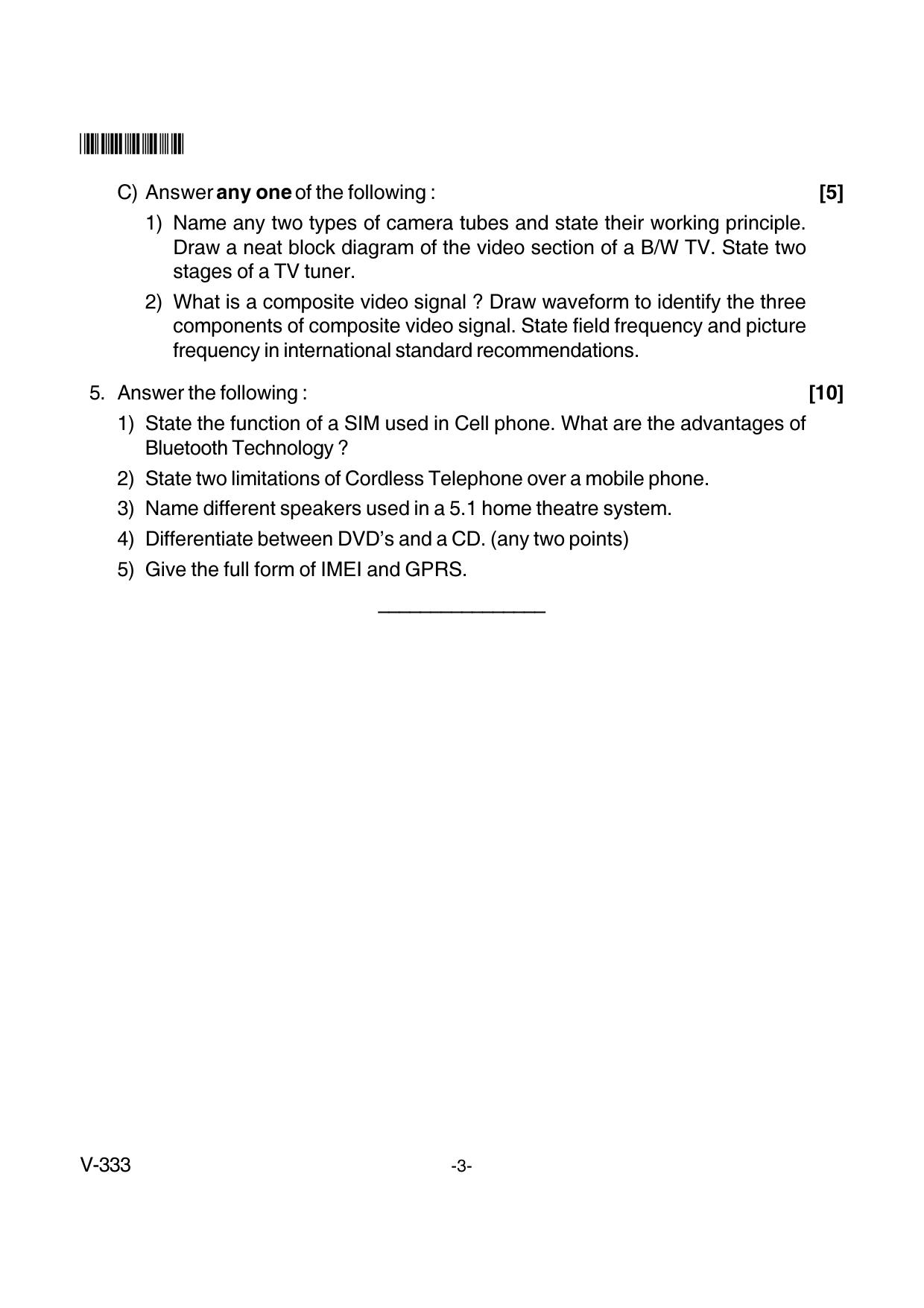 Goa Board Class 12 Applied and Consumer Electronics  Voc 333 New Pattern (March 2018) Question Paper - Page 3