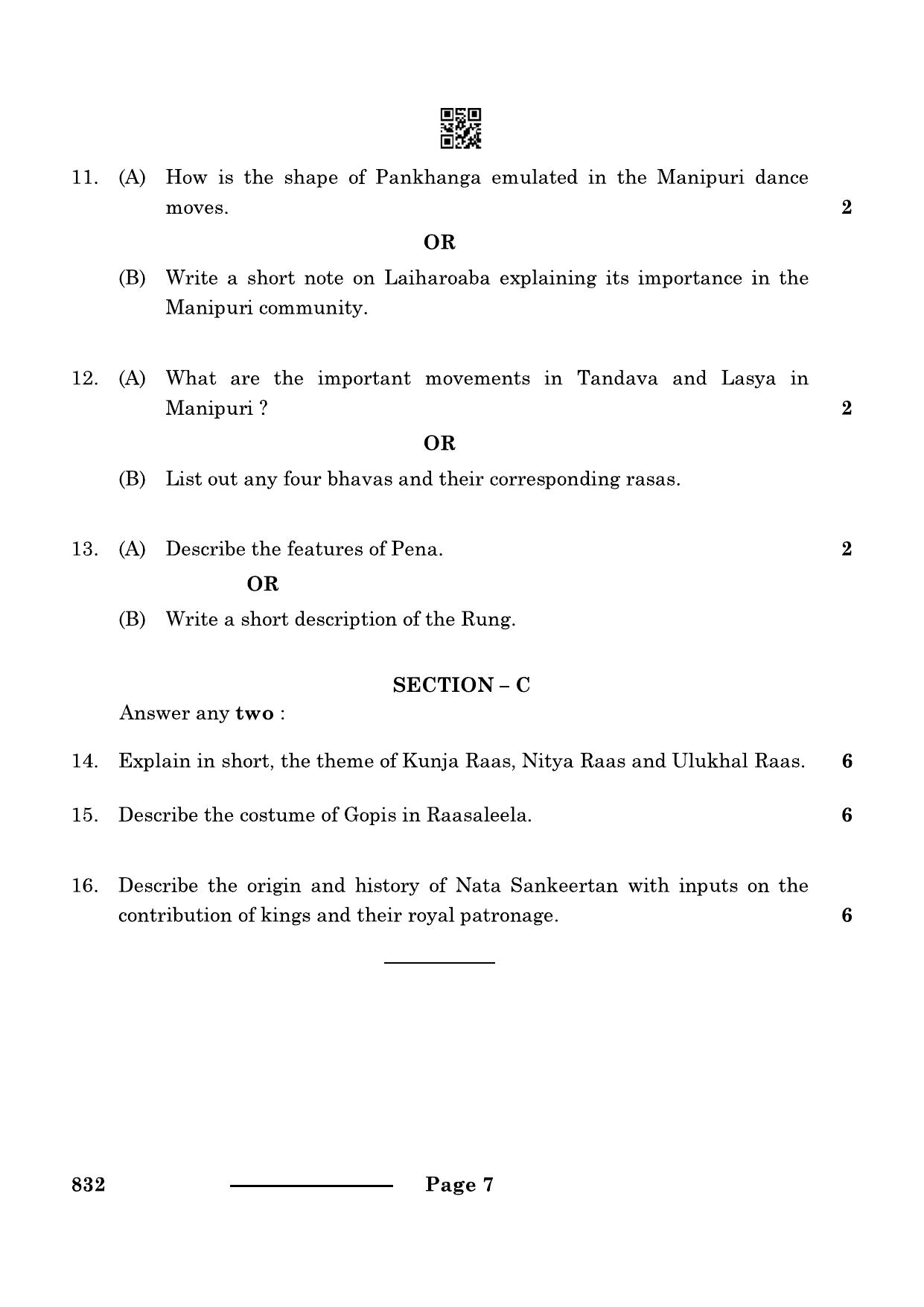 CBSE Class 12 Manipuri Dance (Theory) 2024 Question Paper - Page 7