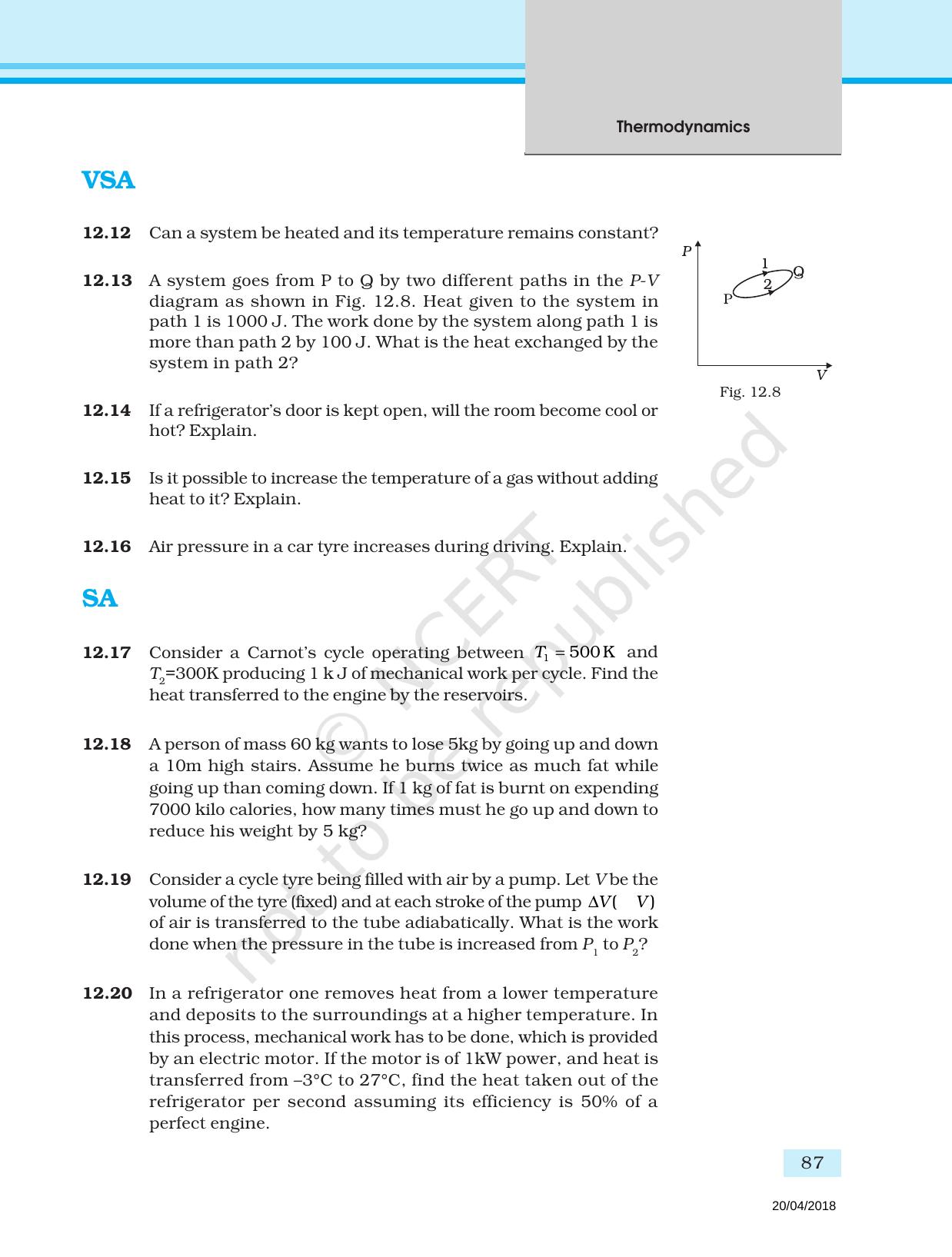 NCERT Exemplar Book for Class 11 Physics: Chapter 11 Thermodynamics - Page 5