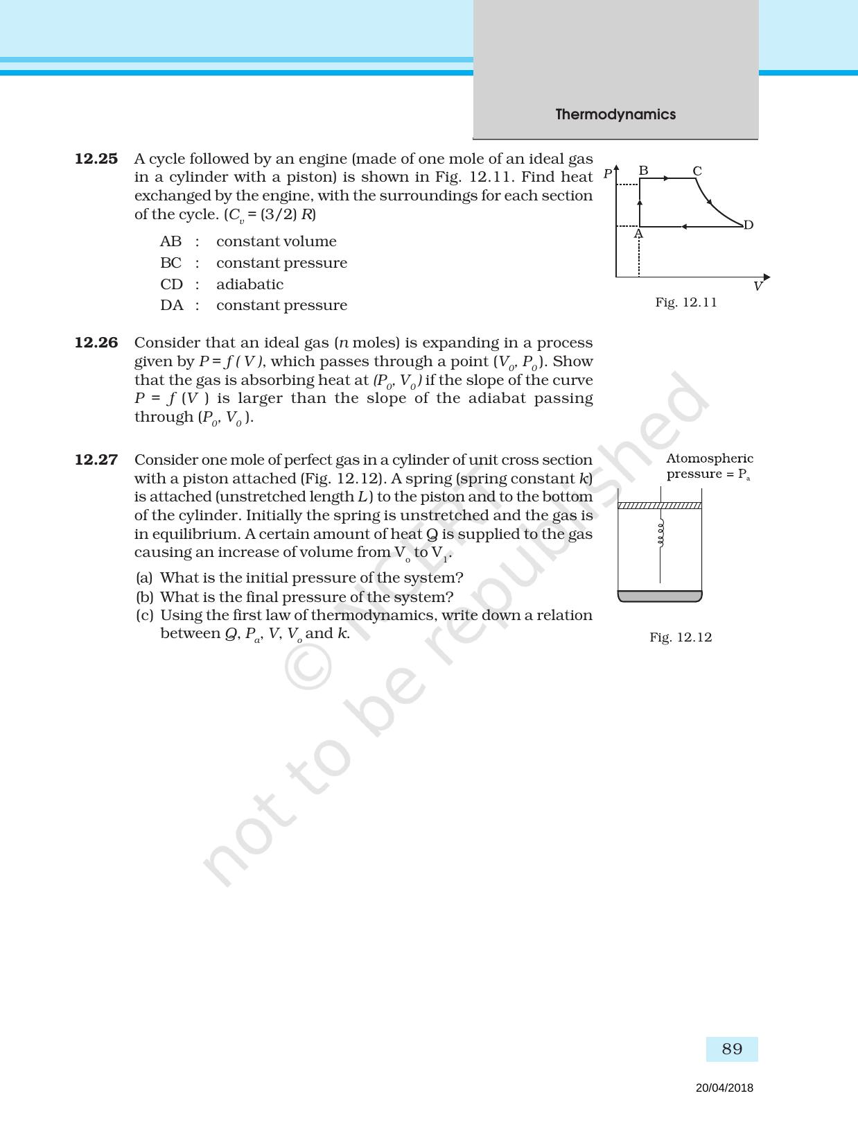 NCERT Exemplar Book for Class 11 Physics: Chapter 11 Thermodynamics - Page 7