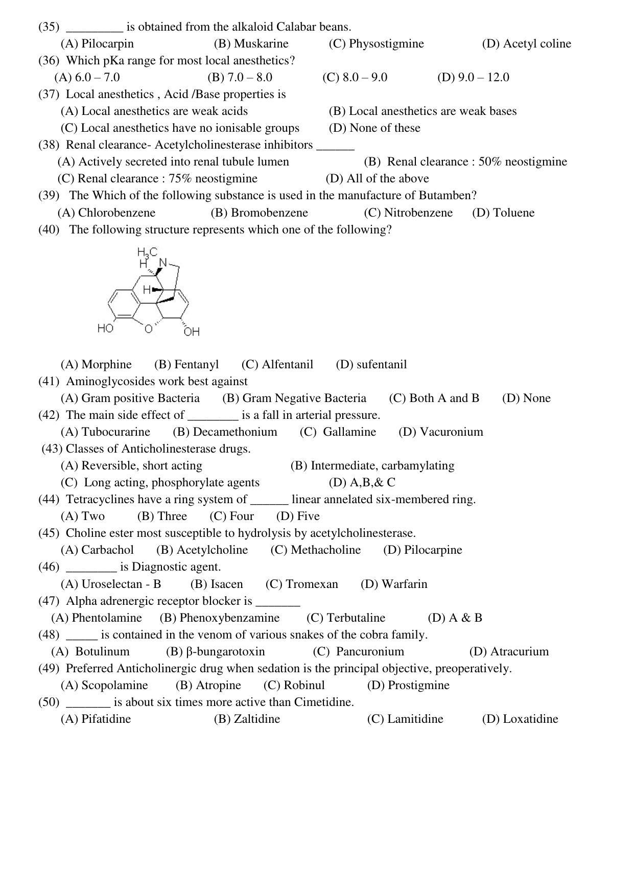 Hemchand North Gujarat University Sample Paper July-Sept 2021: M.Sc. Sem – III CH N N – 603 (O)-Synthetic Drugs Paper Code - 6007 (New Course) - Page 3