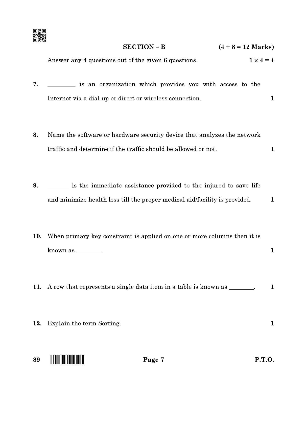 CBSE Class 10 89 Information Technology 2022 Question Paper - Page 7