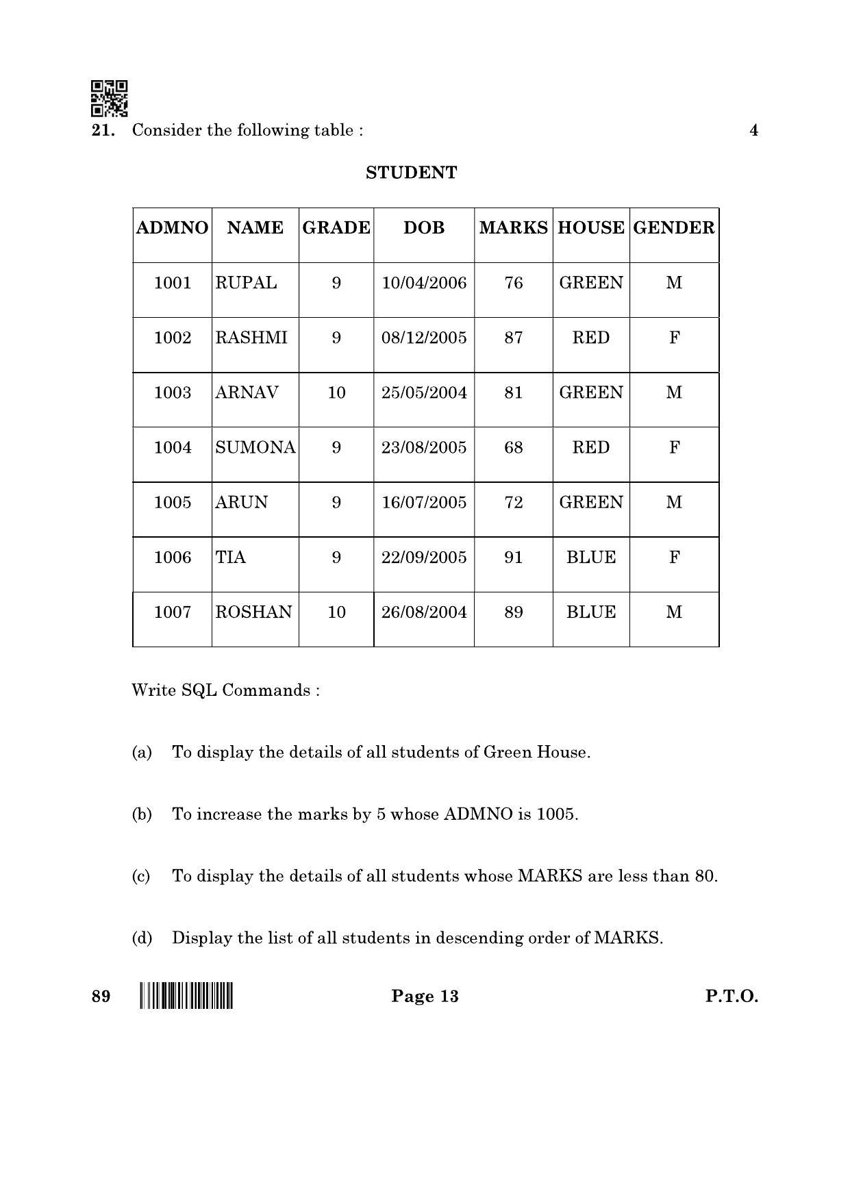 CBSE Class 10 89 Information Technology 2022 Question Paper - Page 13