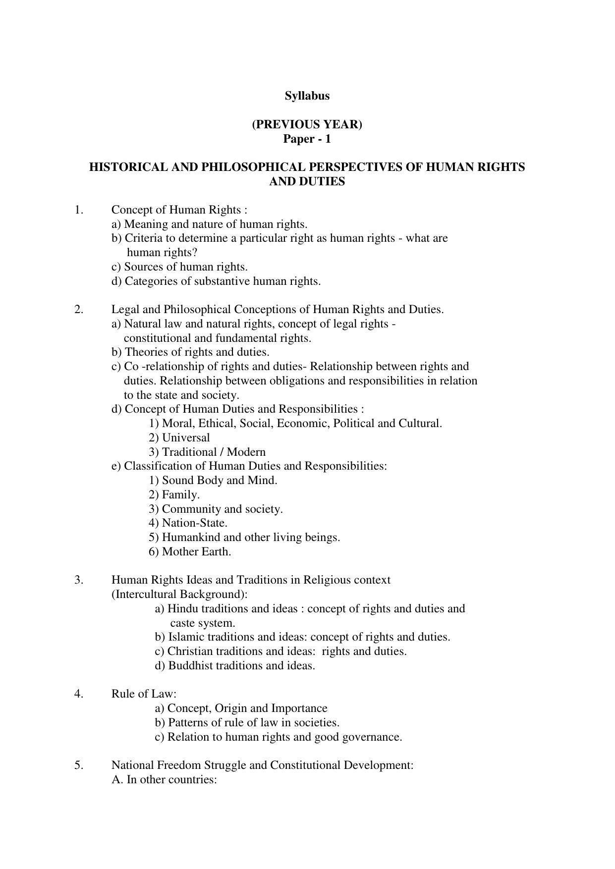 RTMNU Post Graduate Teaching Department of Law of MASTER OF HUMAN RIGHTS AND DUTIES EDUCATION (MHRDE) (MASTER OF HUMAN RIGHTS, DUTIES AND EDUCATION) Syllabus. - Page 3