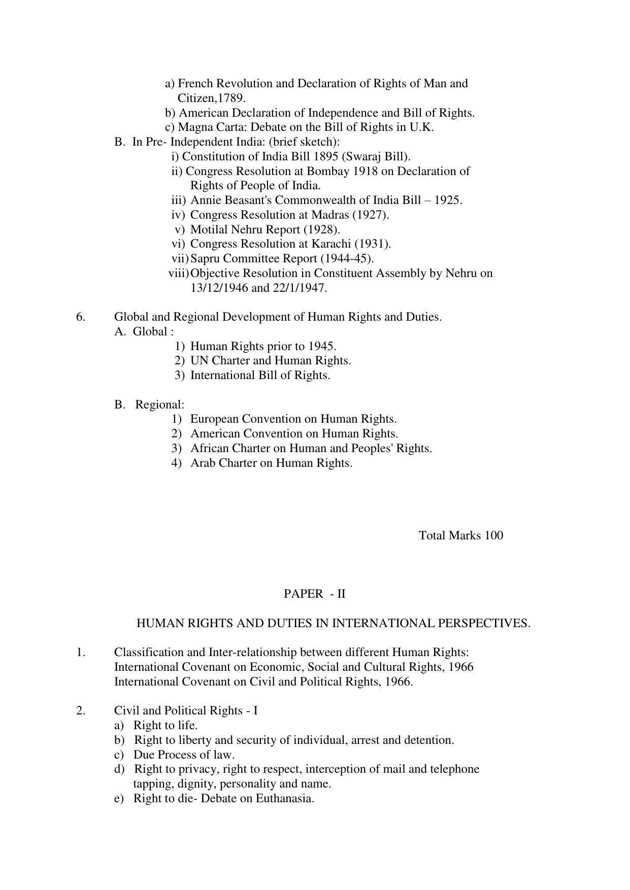 RTMNU Post Graduate Teaching Department of Law of MASTER OF HUMAN RIGHTS AND DUTIES EDUCATION (MHRDE) (MASTER OF HUMAN RIGHTS, DUTIES AND EDUCATION) Syllabus. - Page 4