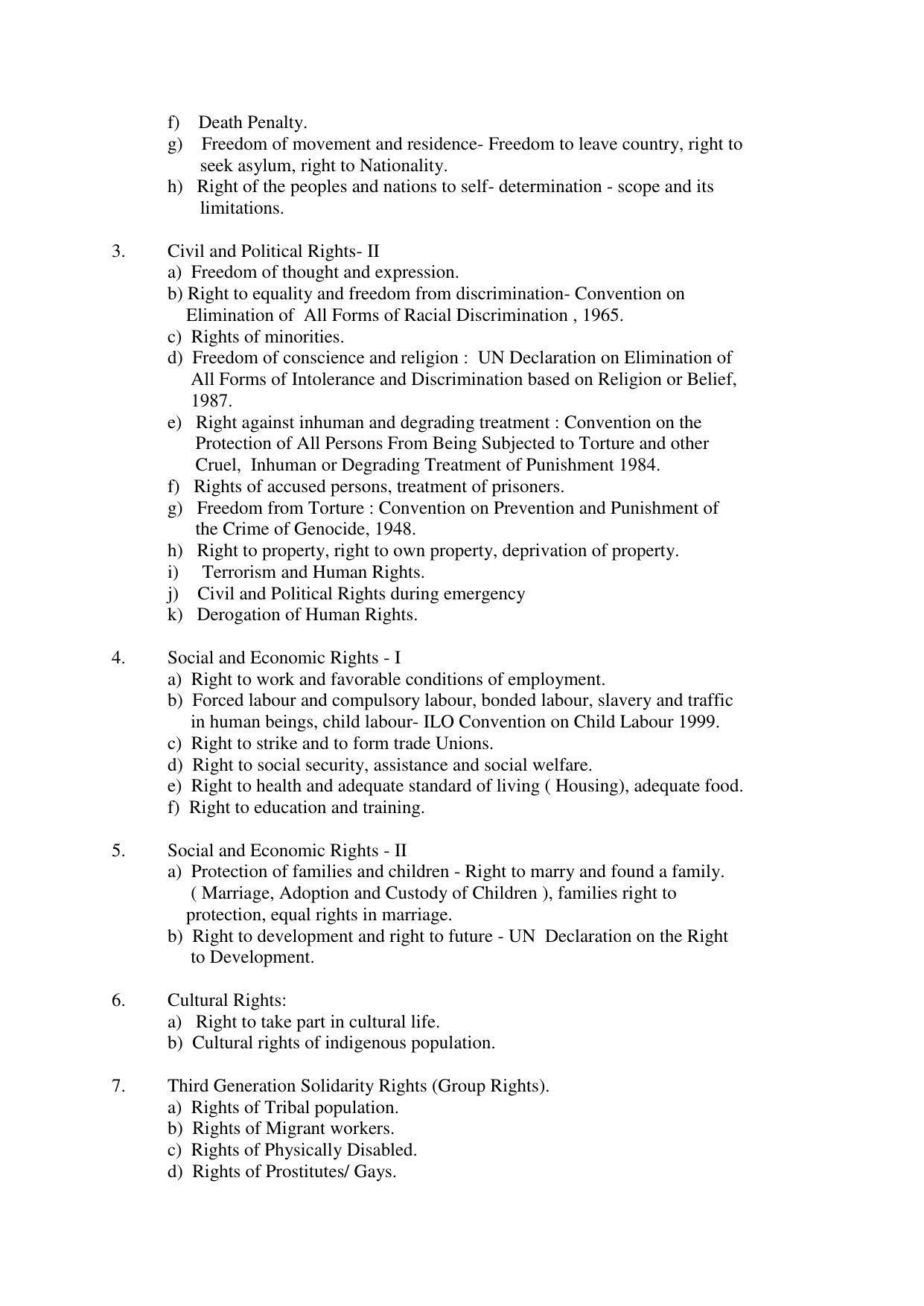 RTMNU Post Graduate Teaching Department of Law of MASTER OF HUMAN RIGHTS AND DUTIES EDUCATION (MHRDE) (MASTER OF HUMAN RIGHTS, DUTIES AND EDUCATION) Syllabus. - Page 5