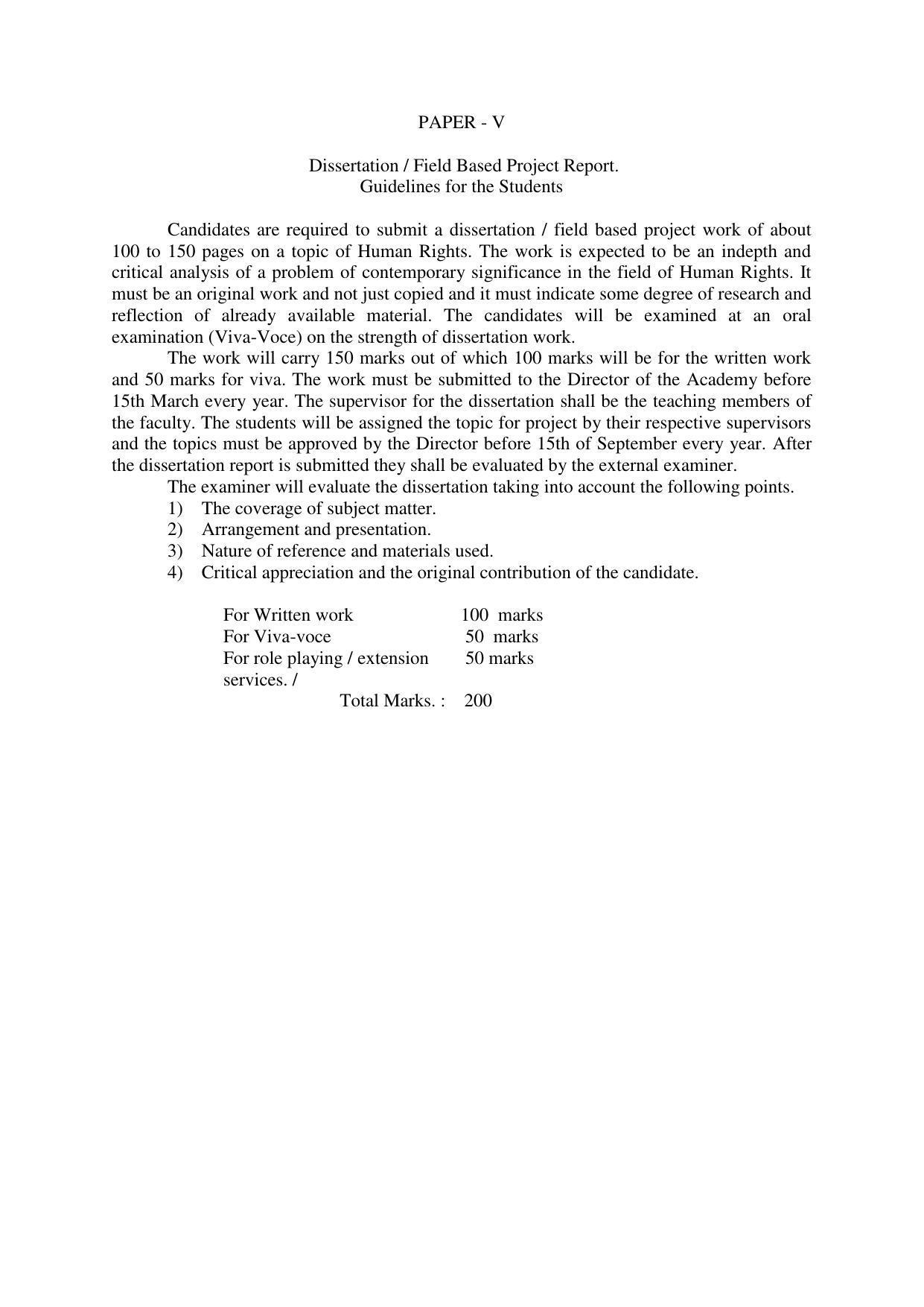 RTMNU Post Graduate Teaching Department of Law of MASTER OF HUMAN RIGHTS AND DUTIES EDUCATION (MHRDE) (MASTER OF HUMAN RIGHTS, DUTIES AND EDUCATION) Syllabus. - Page 9