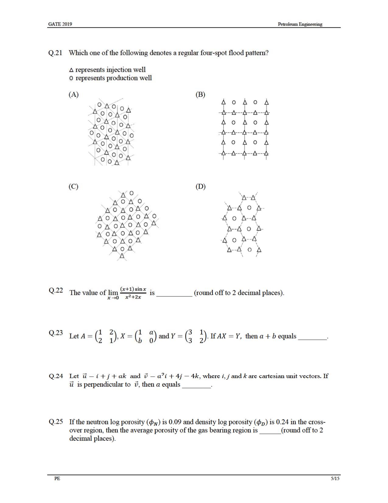 GATE 2019 Petroleum Engineering (PE) Question Paper - Page 8