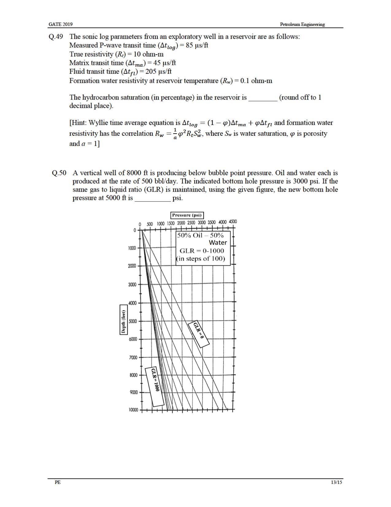 GATE 2019 Petroleum Engineering (PE) Question Paper - Page 16
