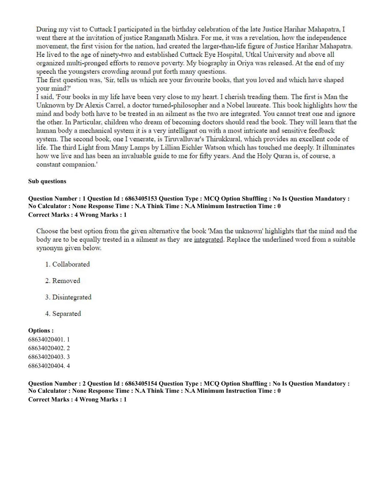 CUET PG 2023: LAQP27 – Odia - Shift 1 (5-06-2023) Question Paper - Page 2